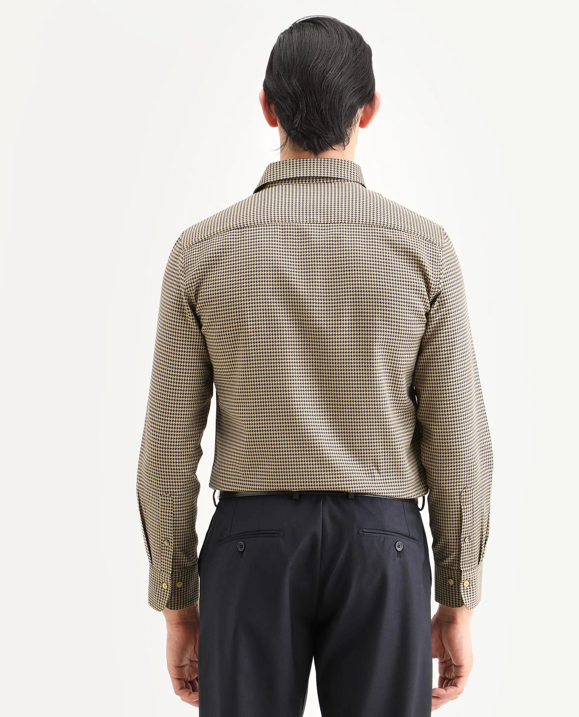 Rare Rabbit Men's Ghesto Light Beige Cotton Fabric Full Sleeve Spread Collar Regular Fit Checked Shirt - Image 7