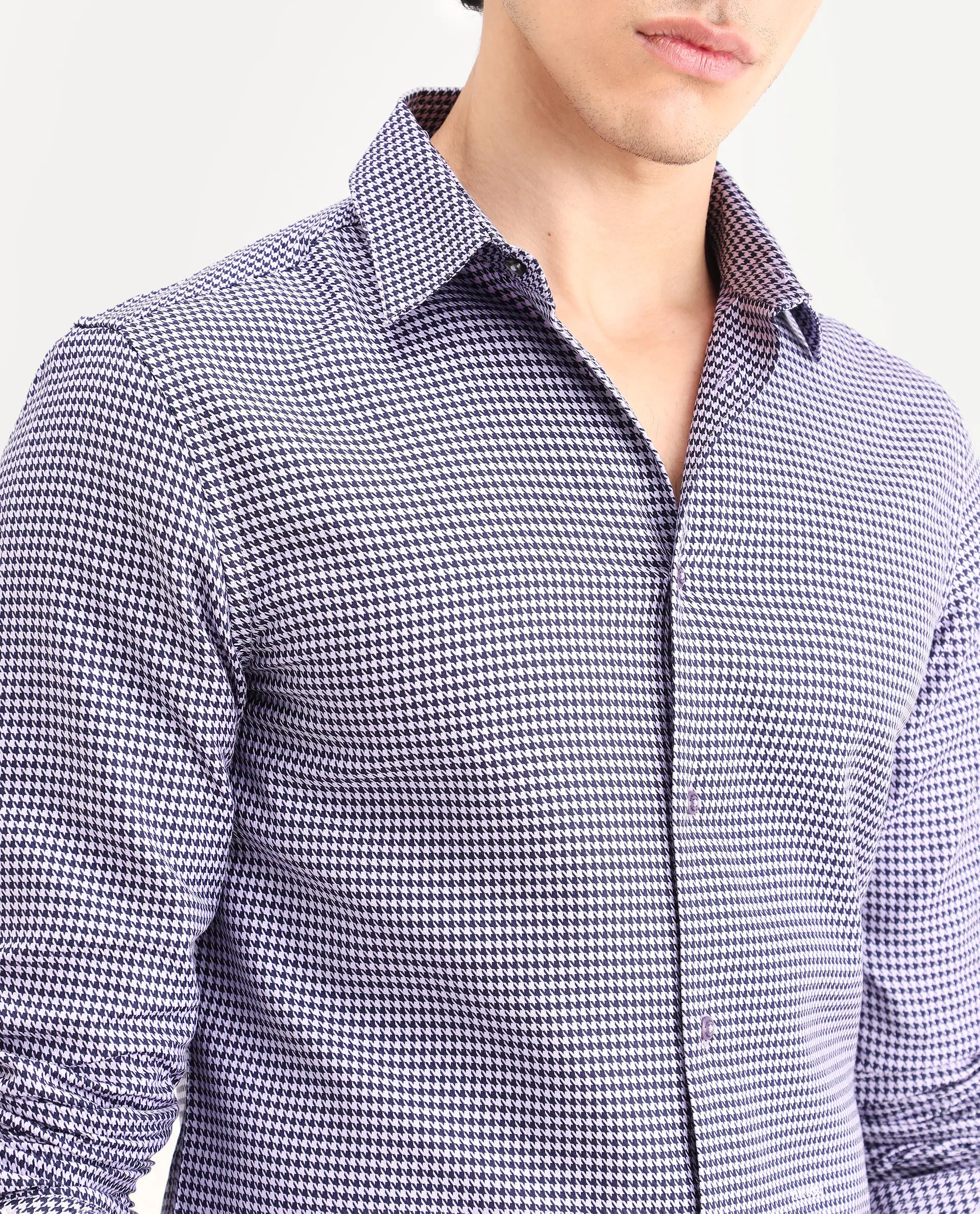 Rare Rabbit Men's Ghesto Purple Cotton Fabric Full Sleeve Spread Collar Regular Fit Checked Shirt - Image 3