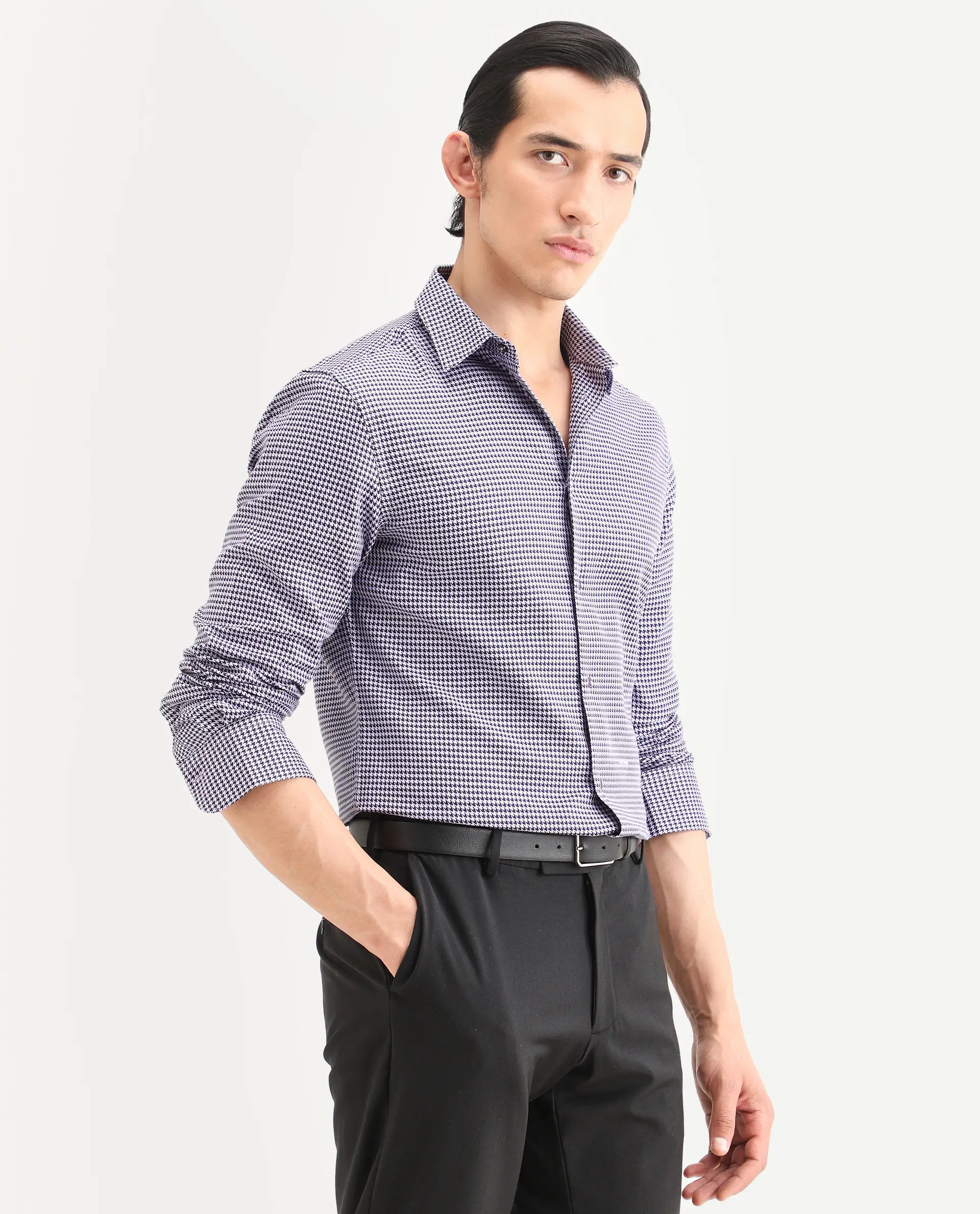 Rare Rabbit Men's Ghesto Purple Cotton Fabric Full Sleeve Spread Collar Regular Fit Checked Shirt - Image 6