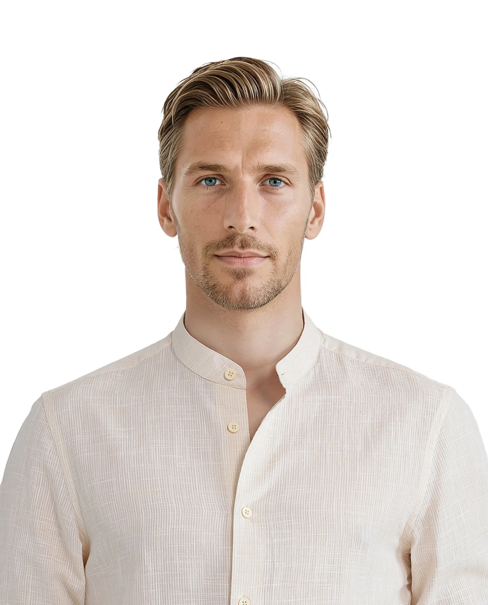 Rare Rabbit Men's Gic Light Yellow Cotton Plain Regular Fit Full Sleeve Mandarin Collar Shirt - Image 5