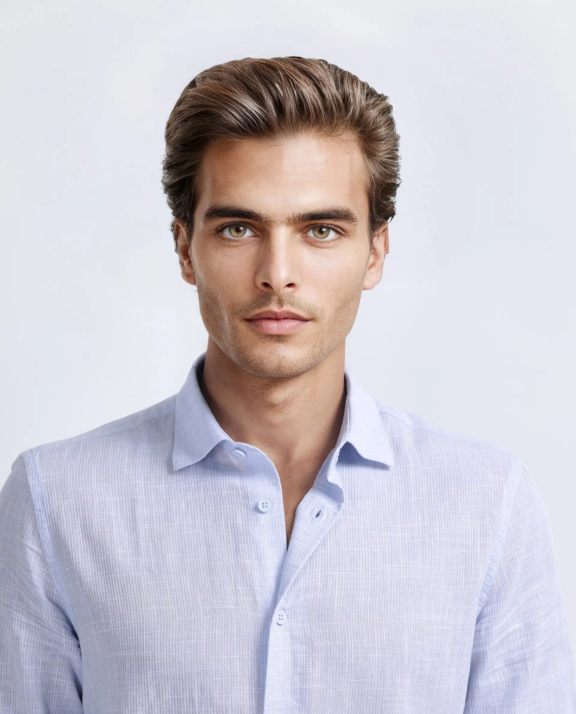 Rare Rabbit Men's Gico Pastel Blue Cotton Plain Regular Fit Full Sleeve Collared Shirt - Image 7