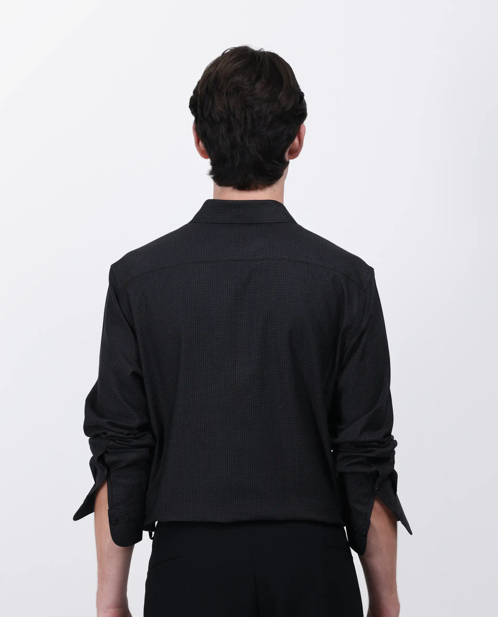 Rare Rabbit Men's Gilk Black Viscose Blend Polka Print Regular Fit Full Sleeve Collared Shirt - Image 5