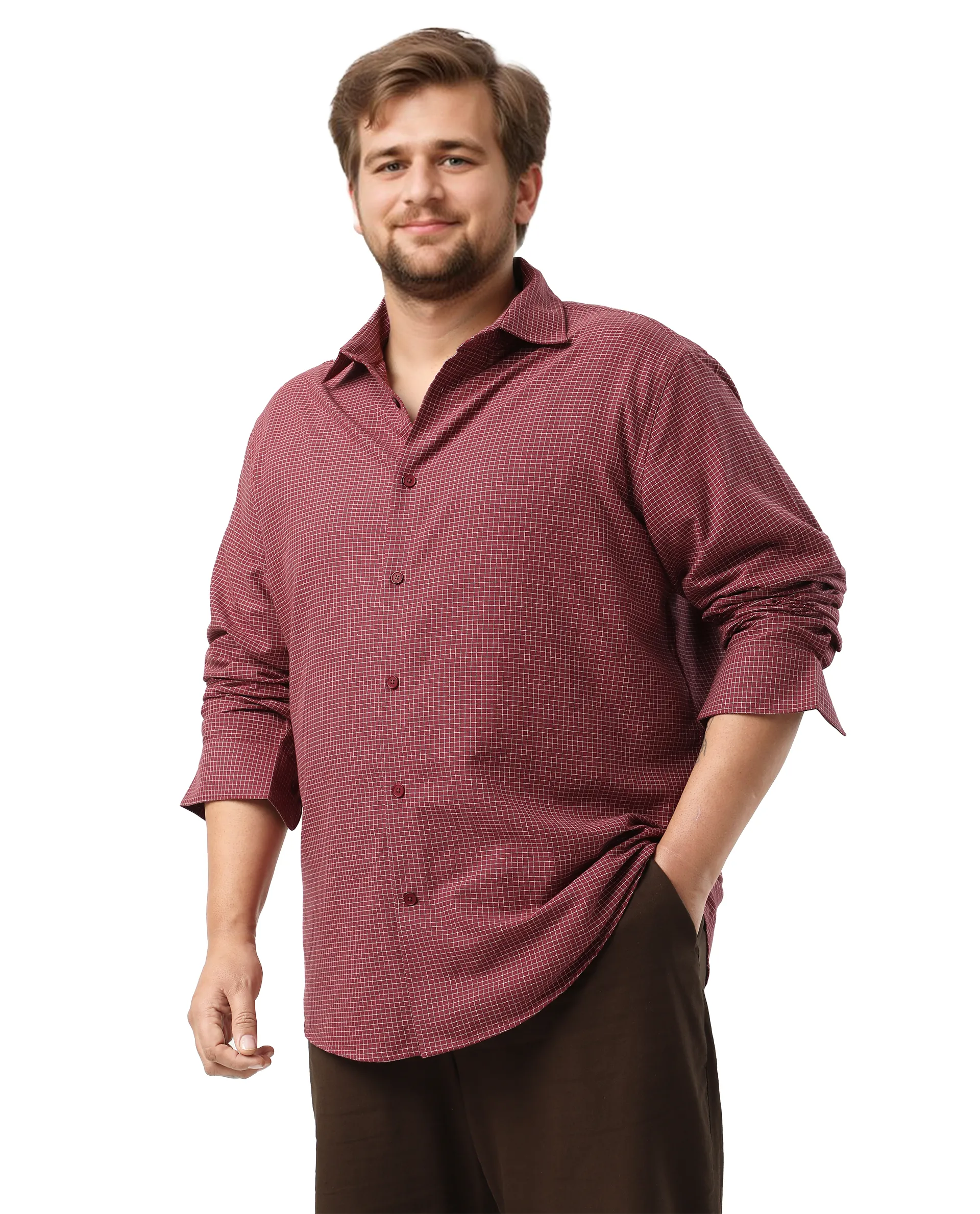 Rare Rabbit Men's Ging Big Red Cotton Fabric Full Sleeves Collared Neck Button Closure Checked Shirt - Image 3