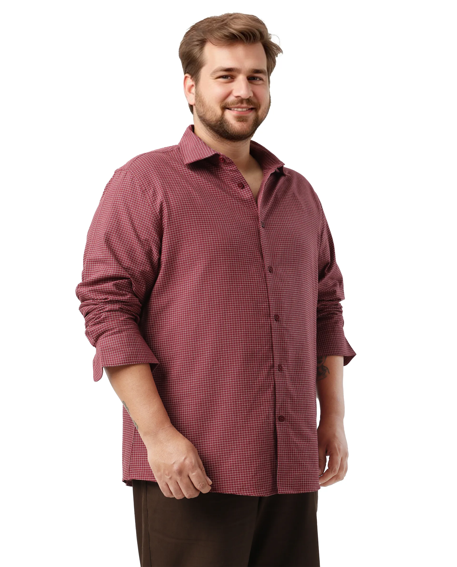 Rare Rabbit Men's Ging Big Red Cotton Fabric Full Sleeves Collared Neck Button Closure Checked Shirt - Image 4