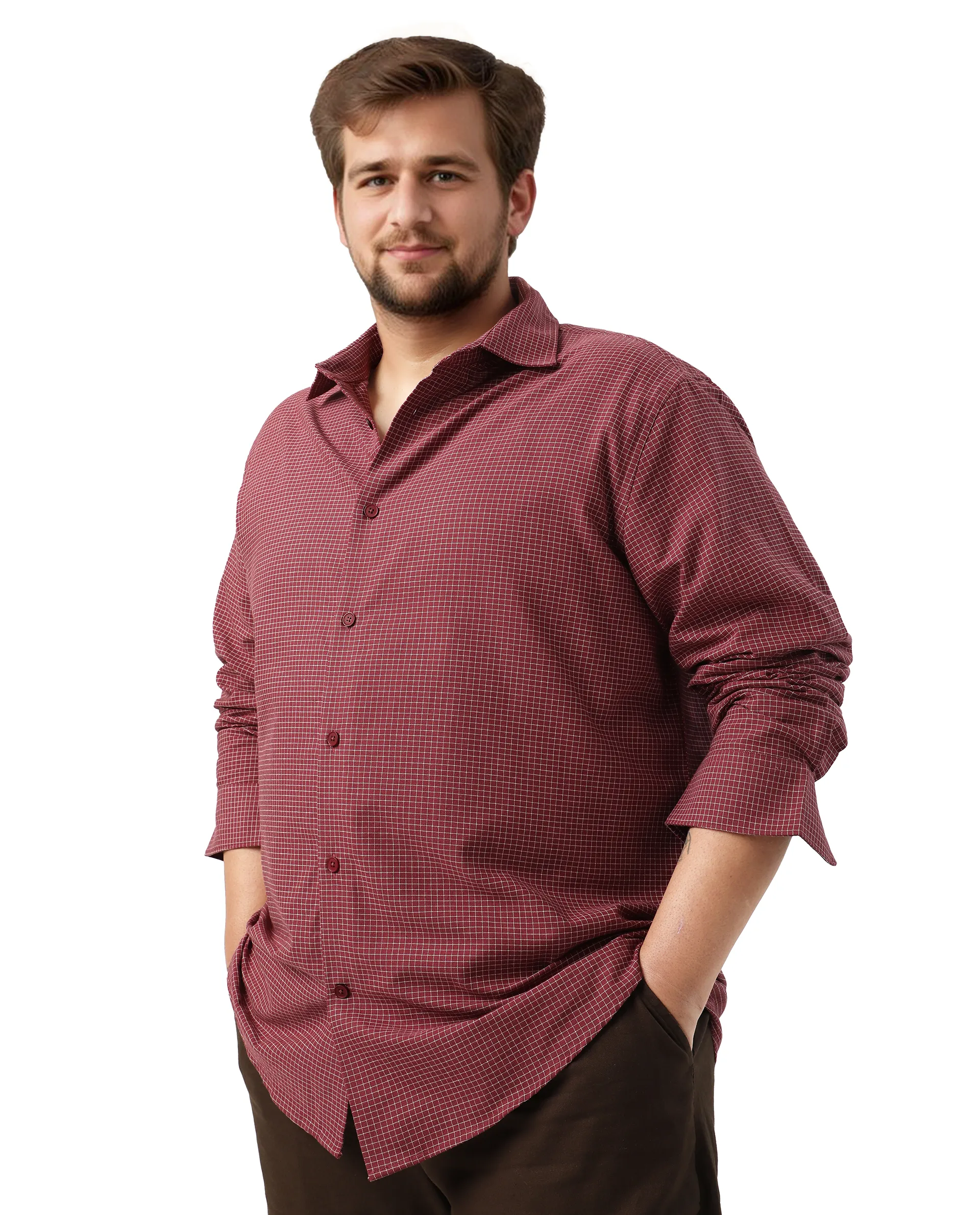 Rare Rabbit Men's Ging Big Red Cotton Fabric Full Sleeves Collared Neck Button Closure Checked Shirt - Image 5