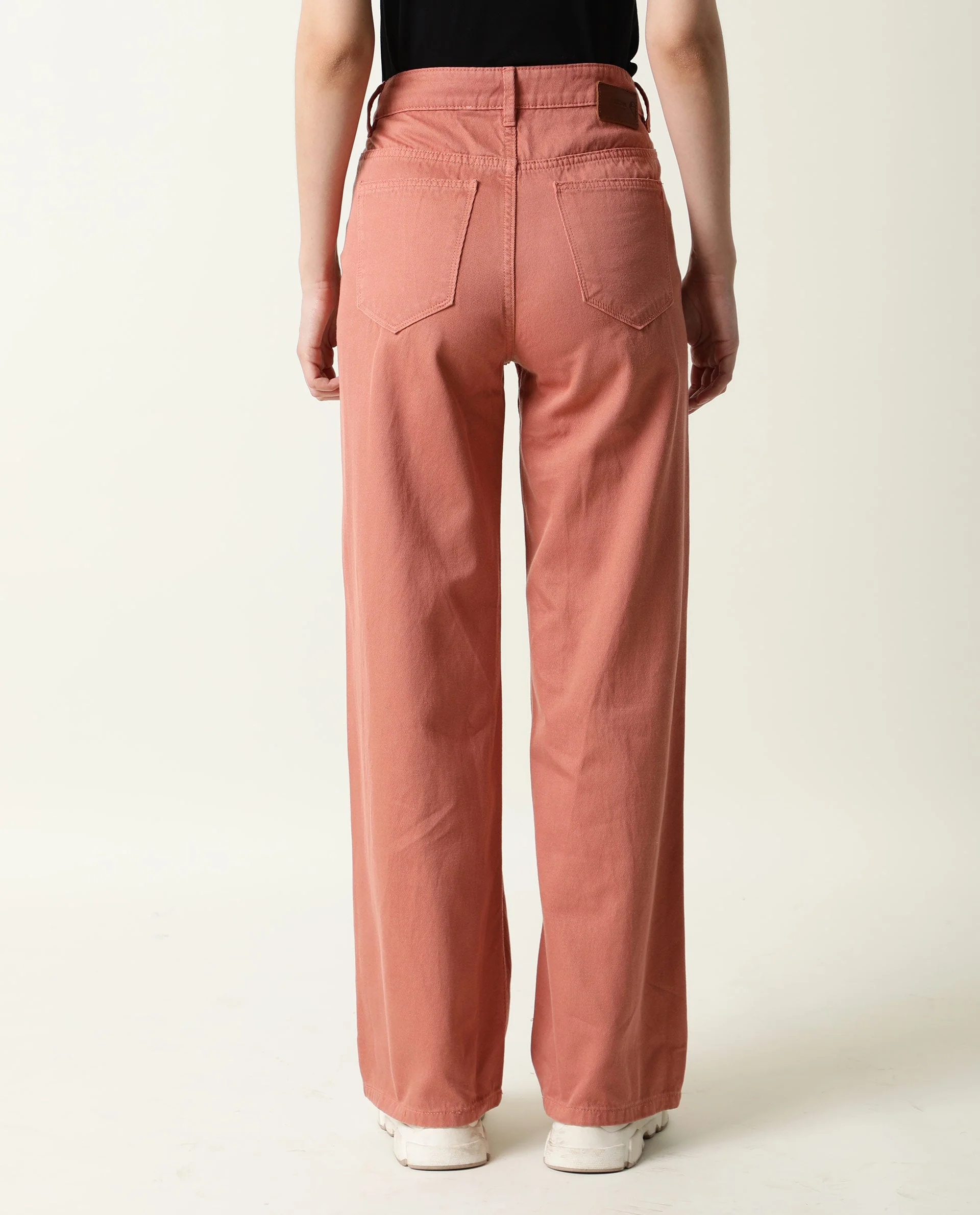 Rareism Women's Ginno Peach Cotton Plain Ankle Length Regular Fit Trouser - Image 8