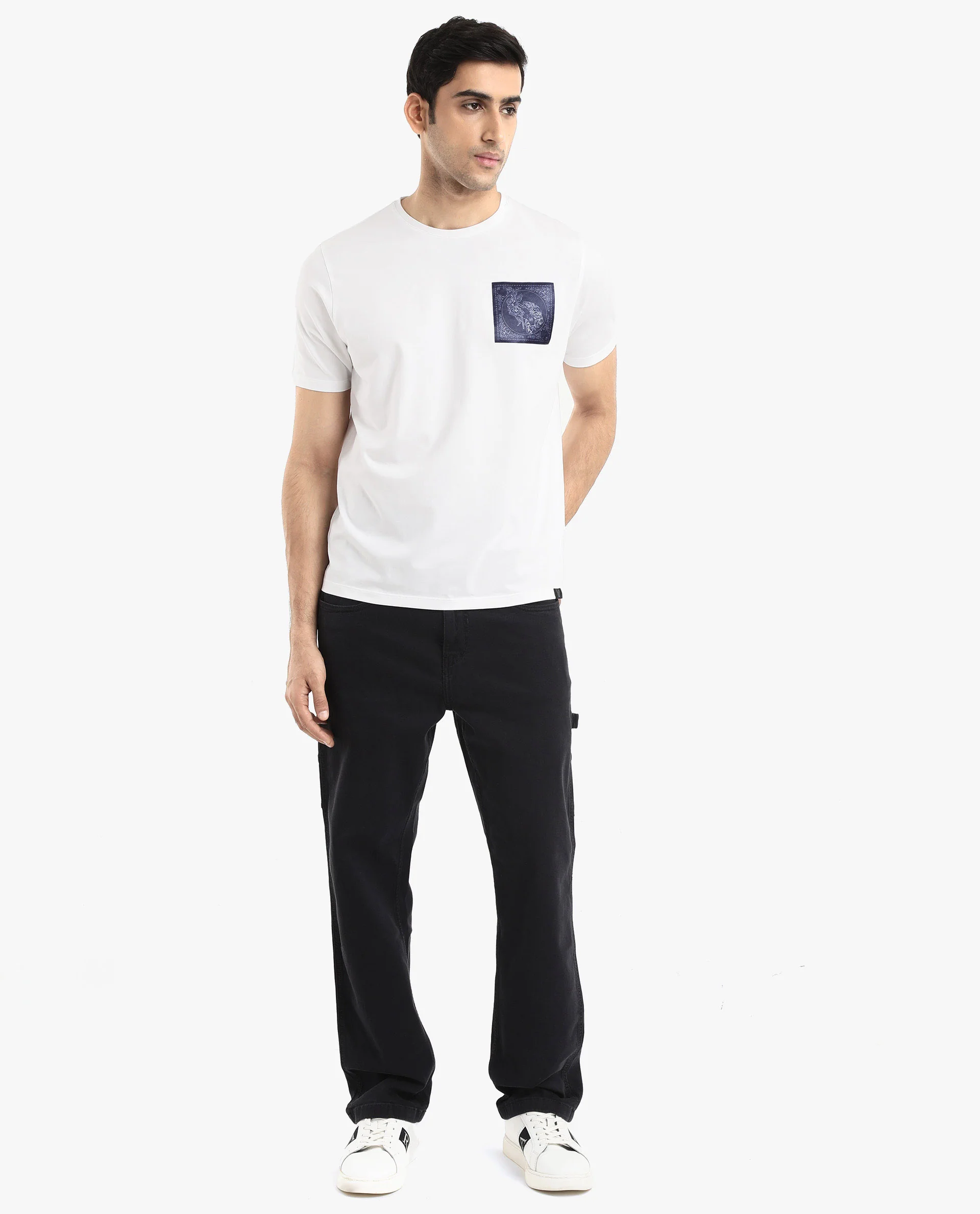 Rare Rabbit Men's Gino White Cotton Graphic Print Regular Fit Half Sleeve Crew Neck T-Shirt - Image 10