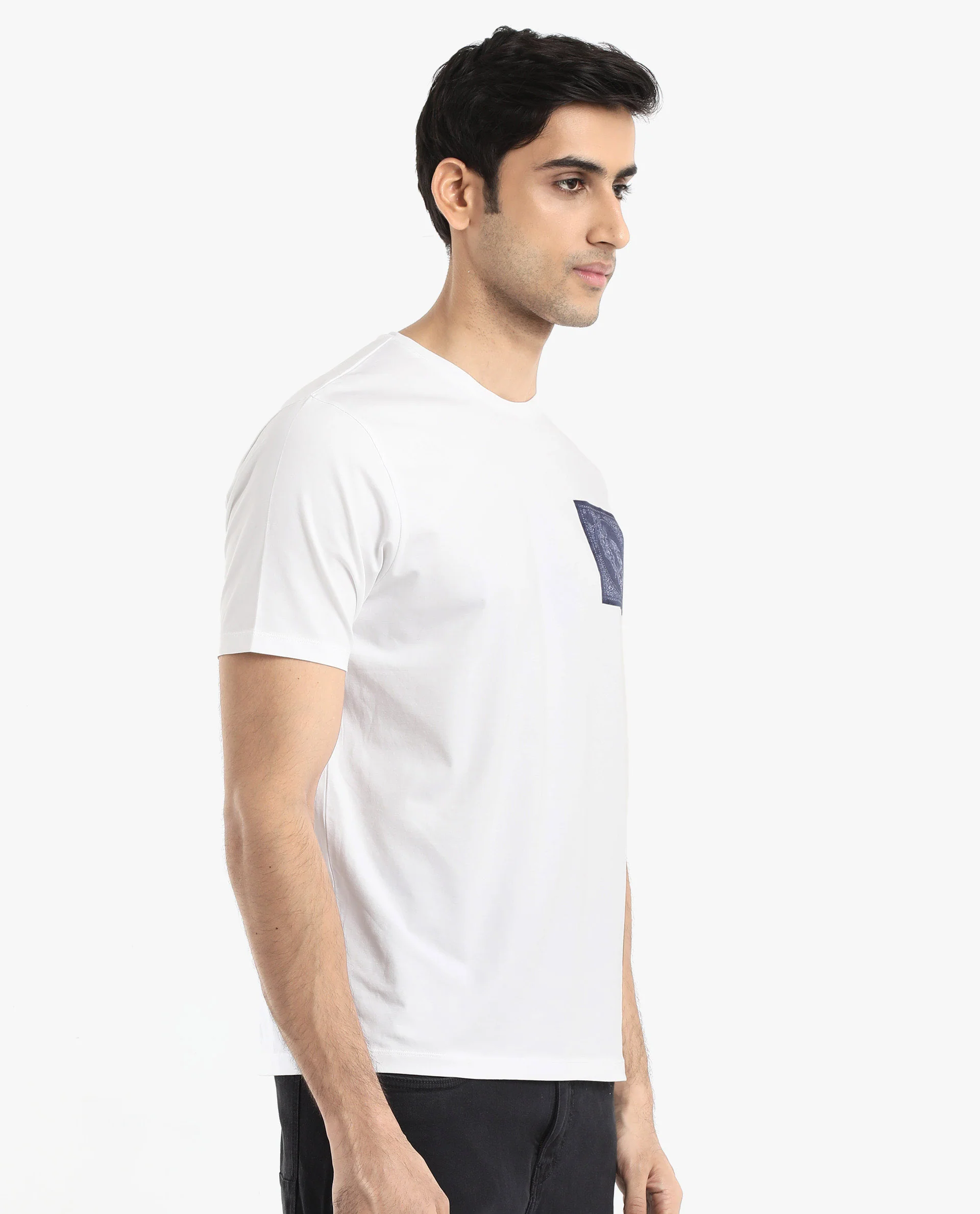 Rare Rabbit Men's Gino White Cotton Graphic Print Regular Fit Half Sleeve Crew Neck T-Shirt - Image 6
