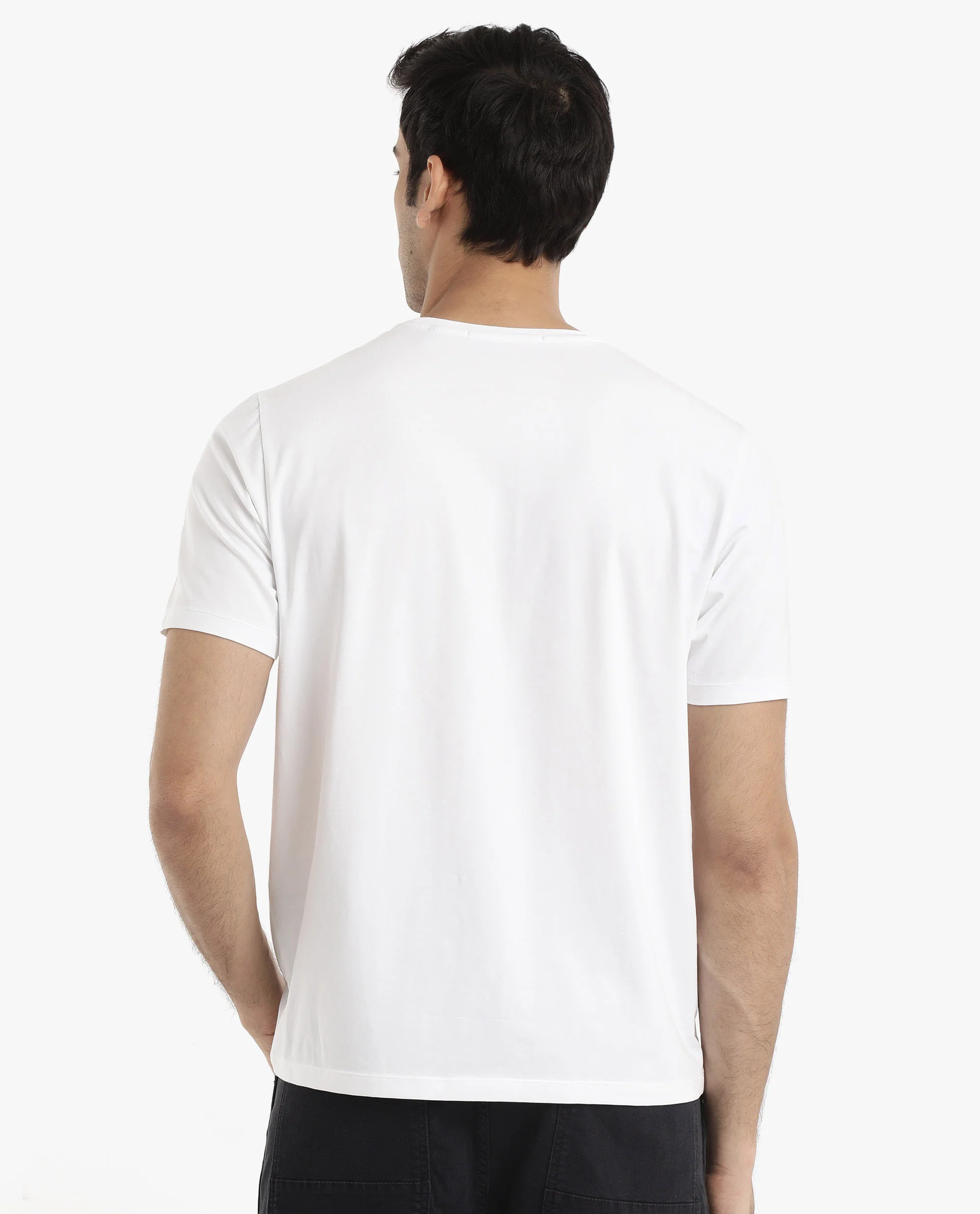 Rare Rabbit Men's Gino White Cotton Graphic Print Regular Fit Half Sleeve Crew Neck T-Shirt - Image 7
