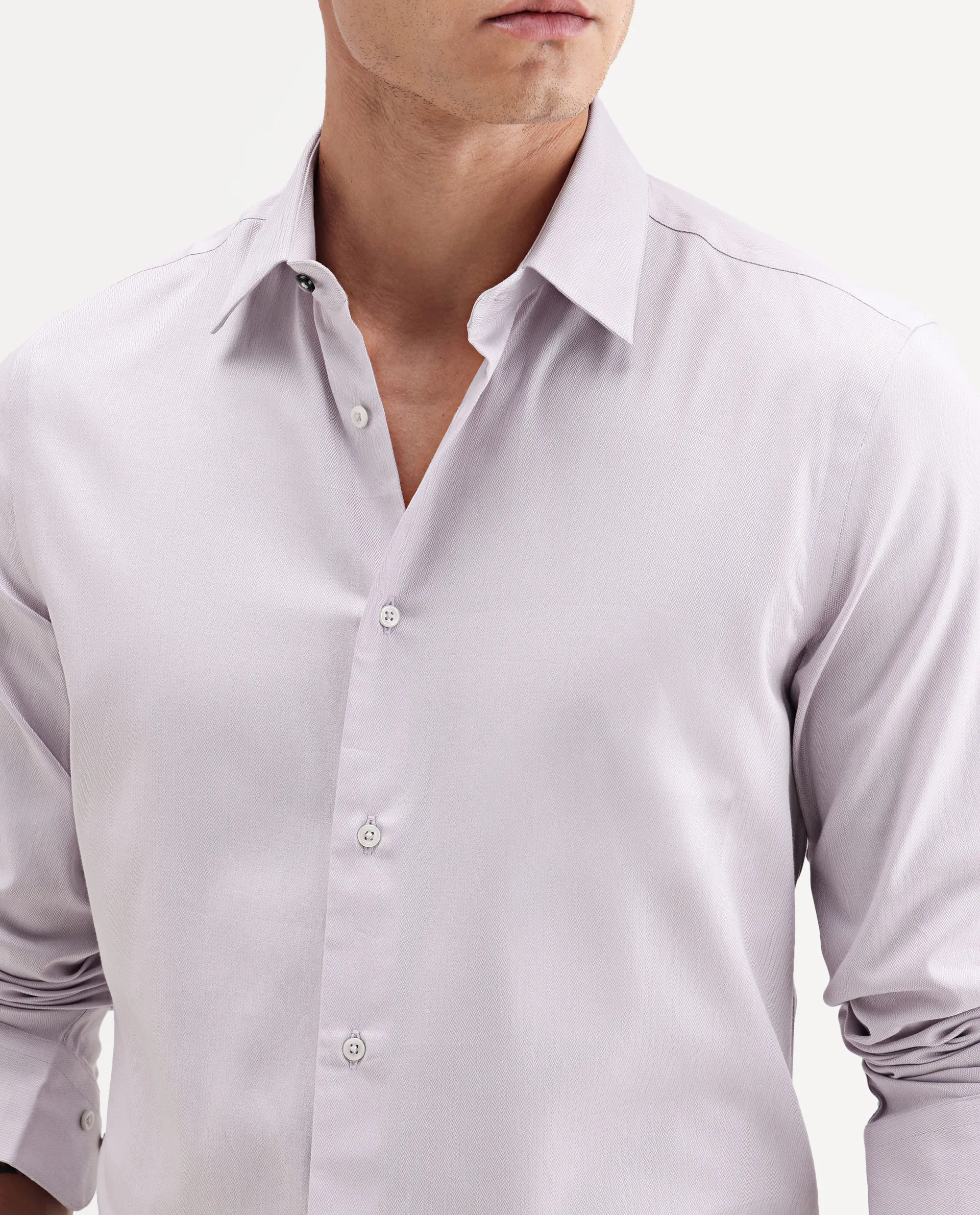 Rare Rabbit Men's Giro Light Purple Cotton Full Sleeve Spread Collar Regular Fit Plain Shirt - Image 3