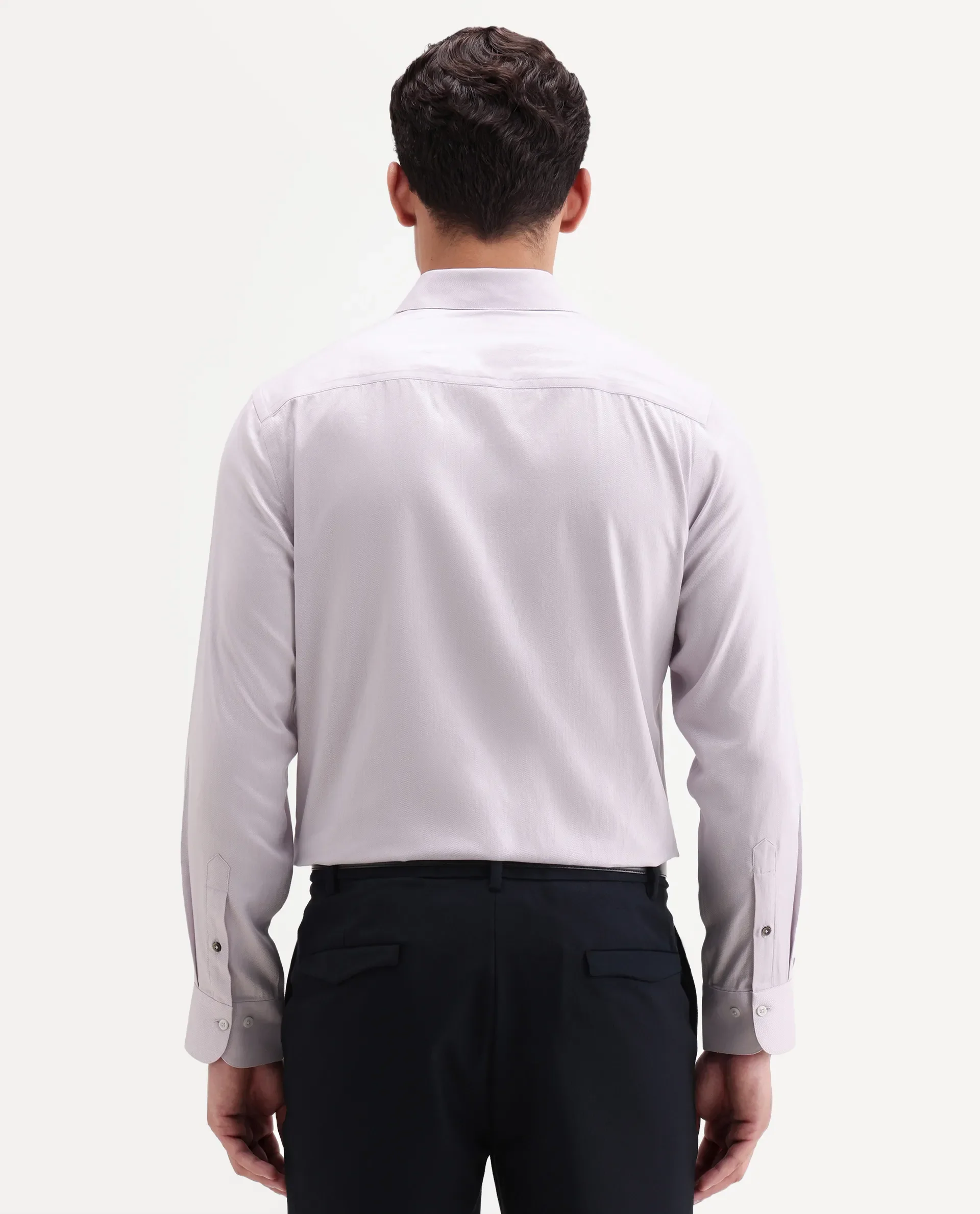 Rare Rabbit Men's Giro Light Purple Cotton Full Sleeve Spread Collar Regular Fit Plain Shirt - Image 7