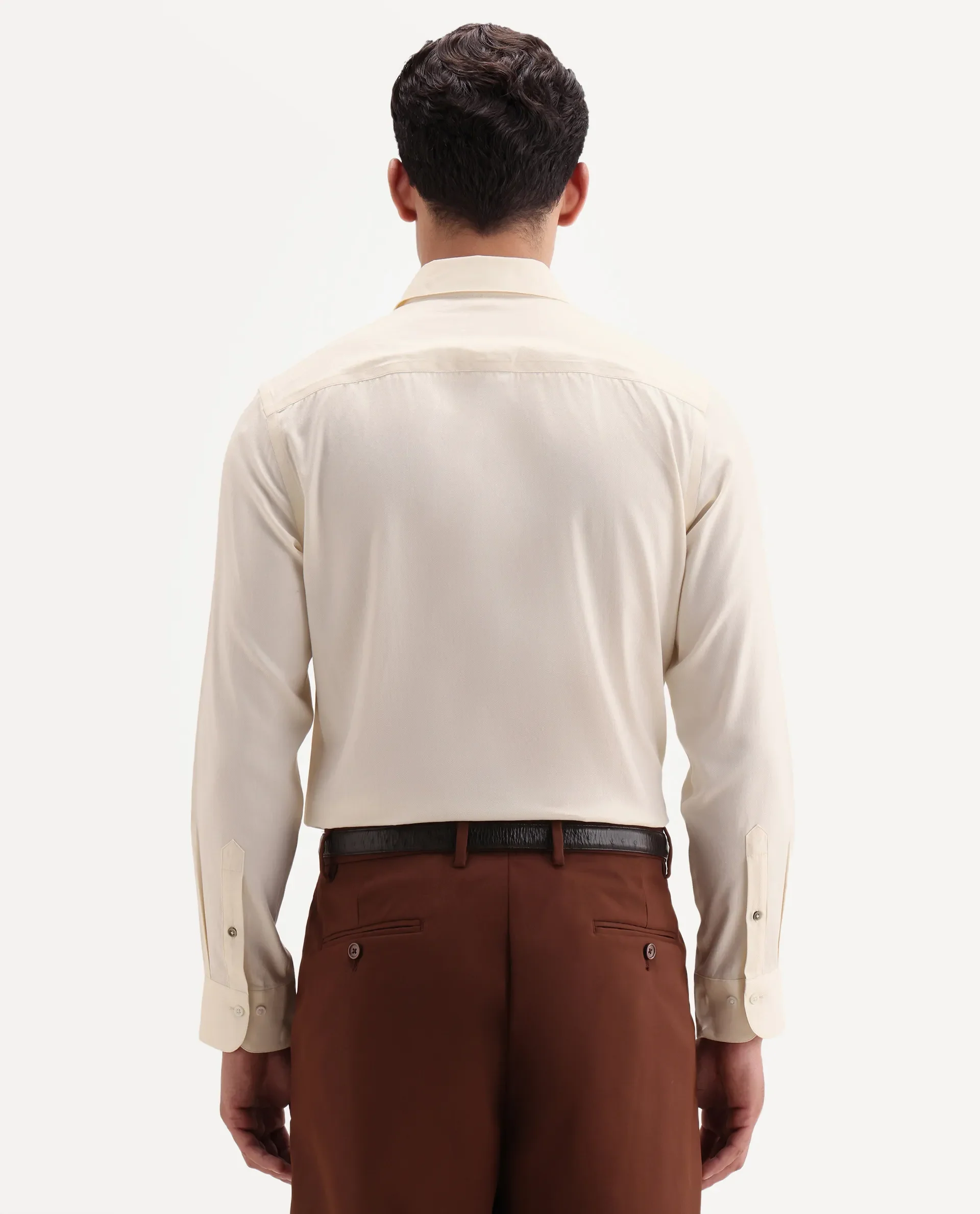 Rare Rabbit Men's Giro Light Yellow Cotton Full Sleeve Spread Collar Regular Fit Plain Shirt - Image 7