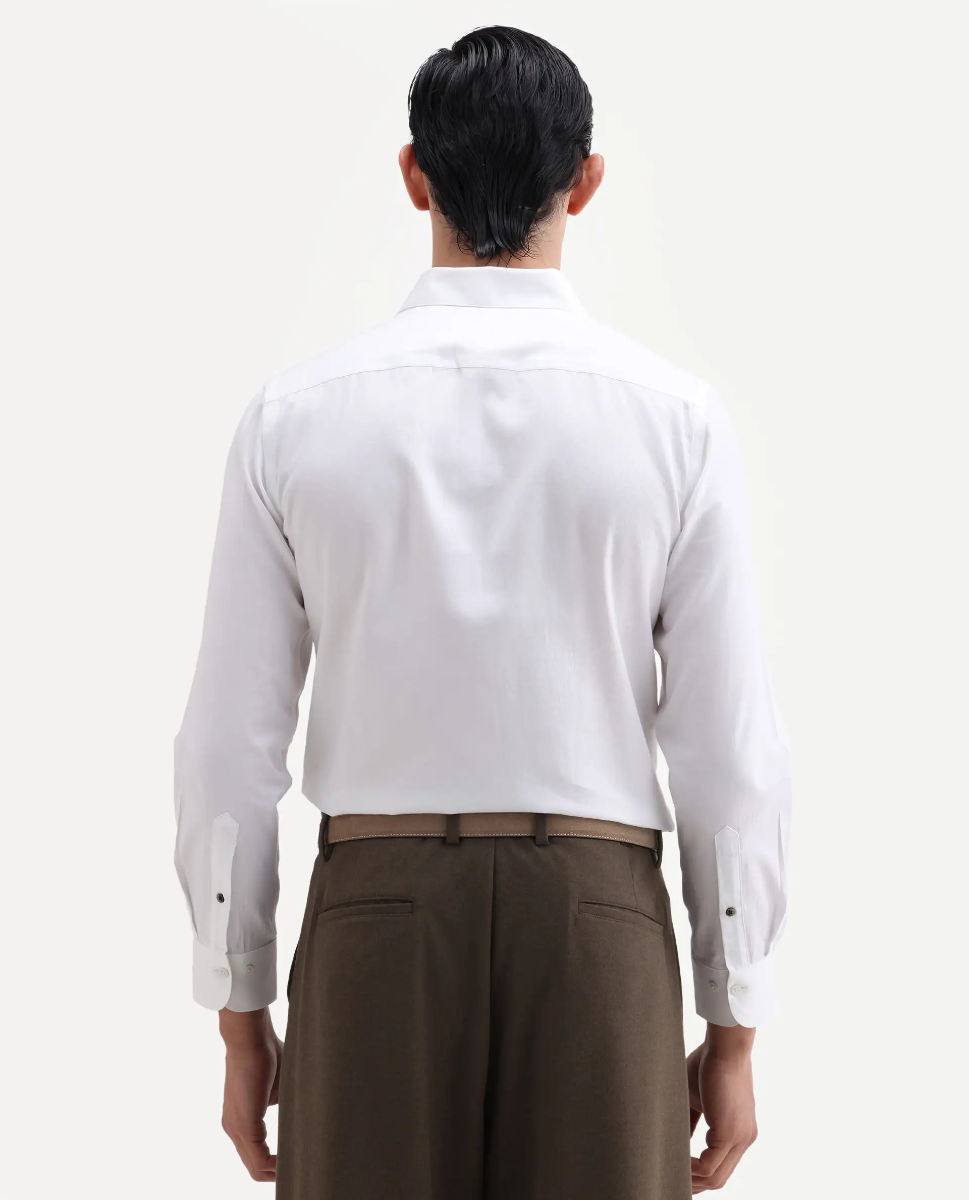 Rare Rabbit Men's Giro White Cotton Full Sleeve Spread Collar Regular Fit Plain Shirt - Image 7