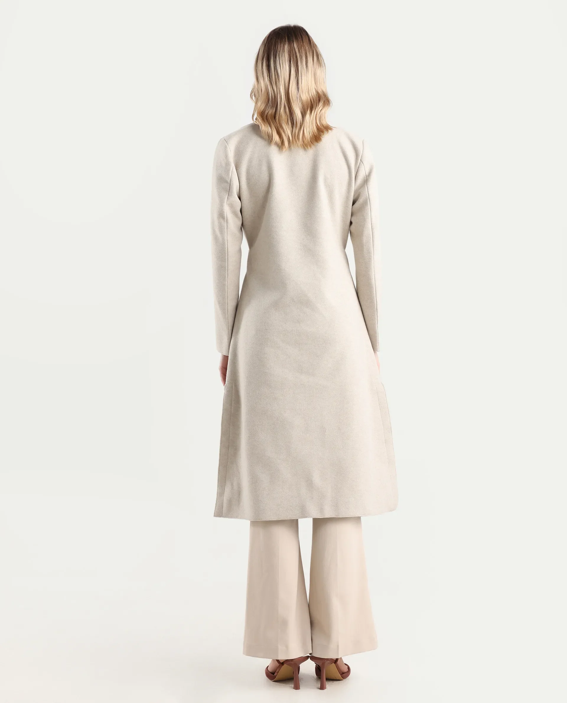 Rareism Women's Gisbory Off White Polyester Blend Lapel Collar Coat Plain Coat - Image 7