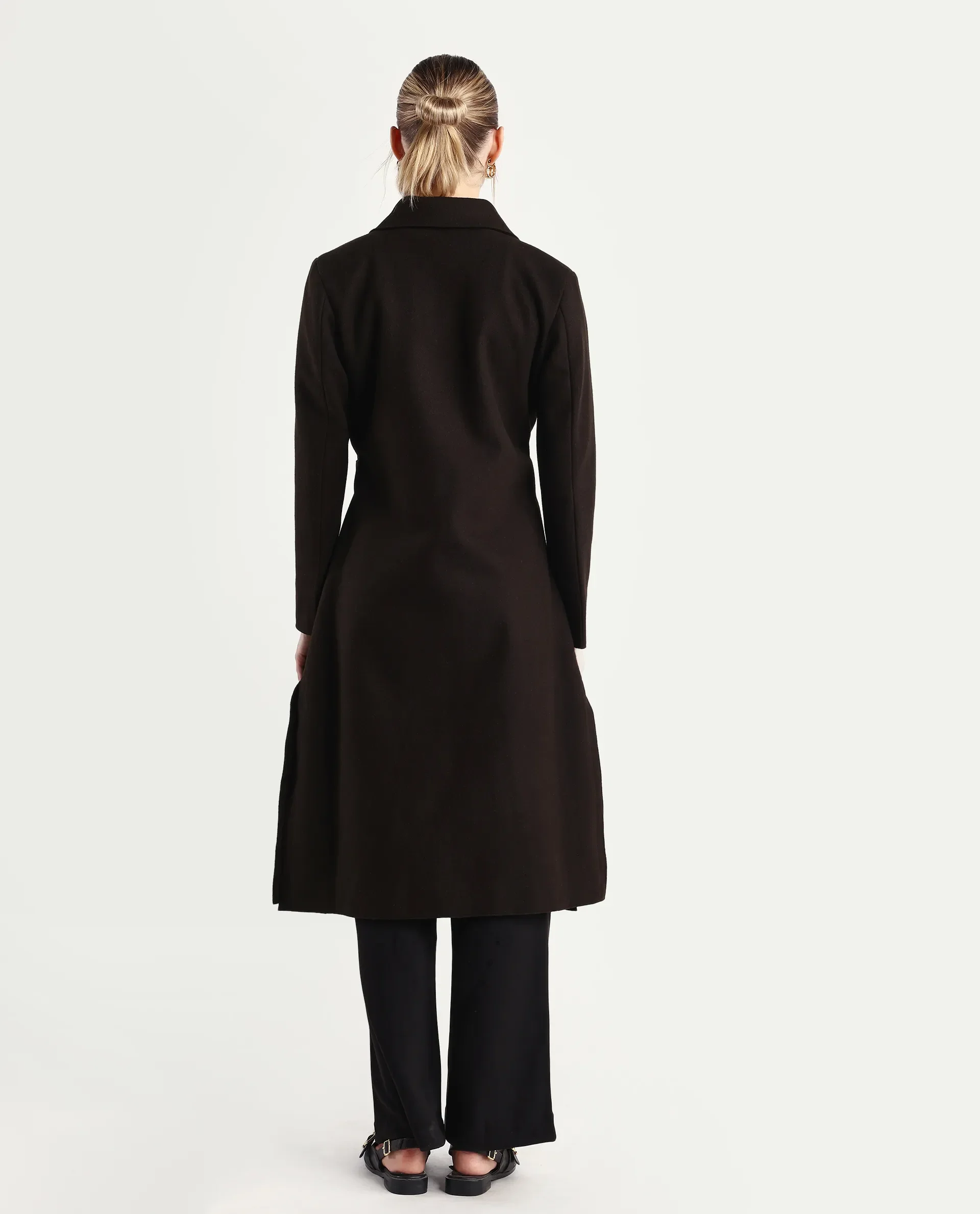 Rareism Women's Gisbory Olive Polyester Blend Lapel Collar Coat Plain Coat - Image 7