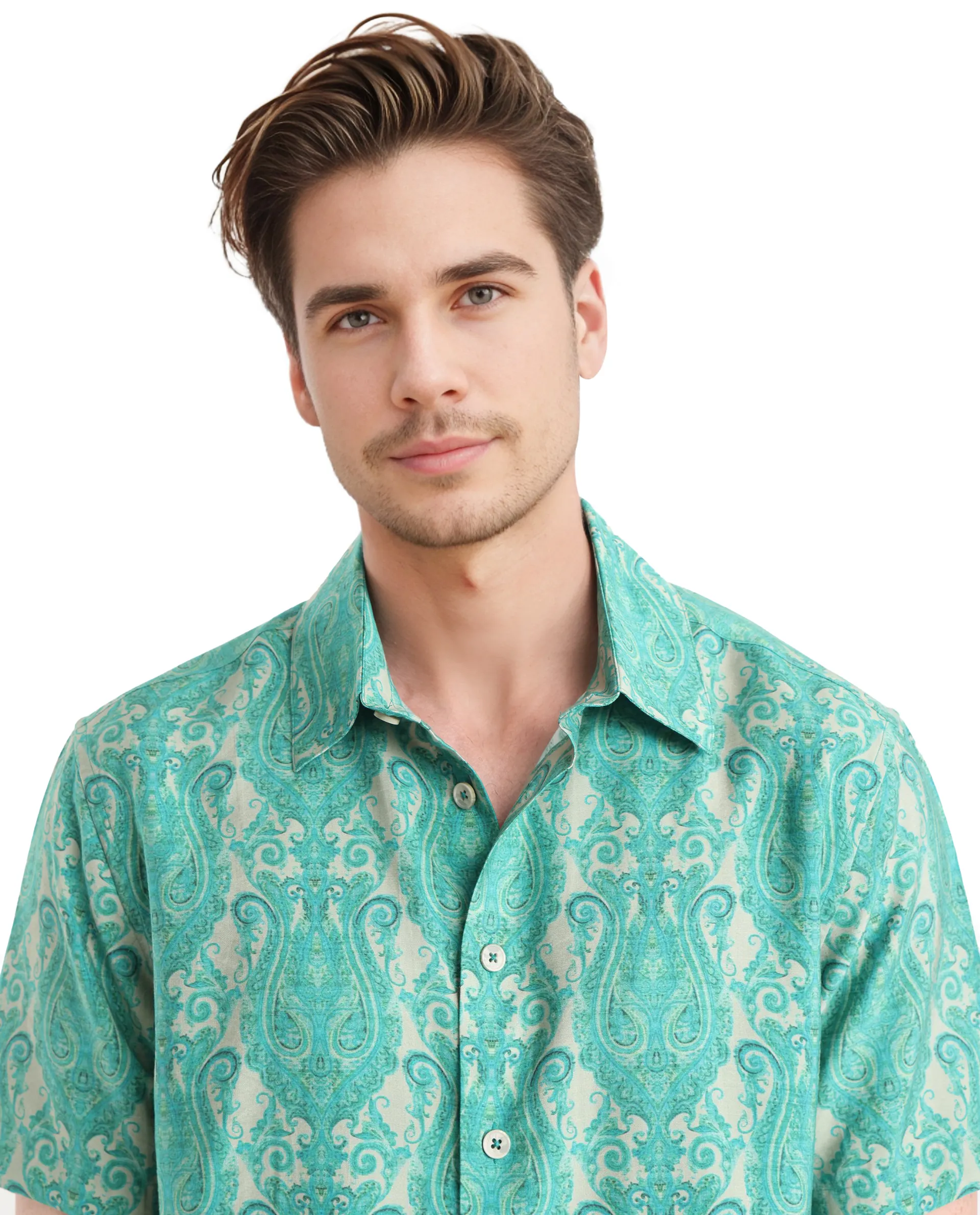 Rare Rabbit Men's Gisda Green Viscose Paisley Print Regular Fit Full Sleeve Collared Shirt - Image 6