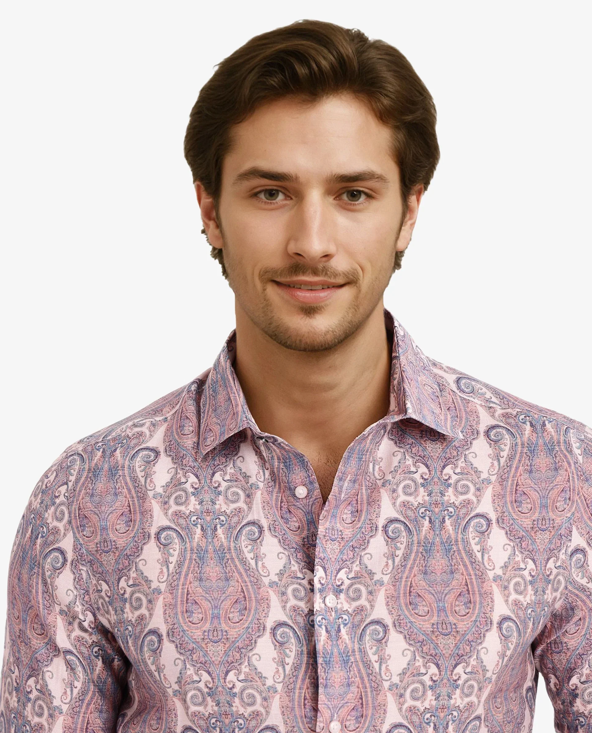 Rare Rabbit Men's Gisda Pastel Pink Viscose Paisley Print Regular Fit Full Sleeve Collared Shirt - Image 8