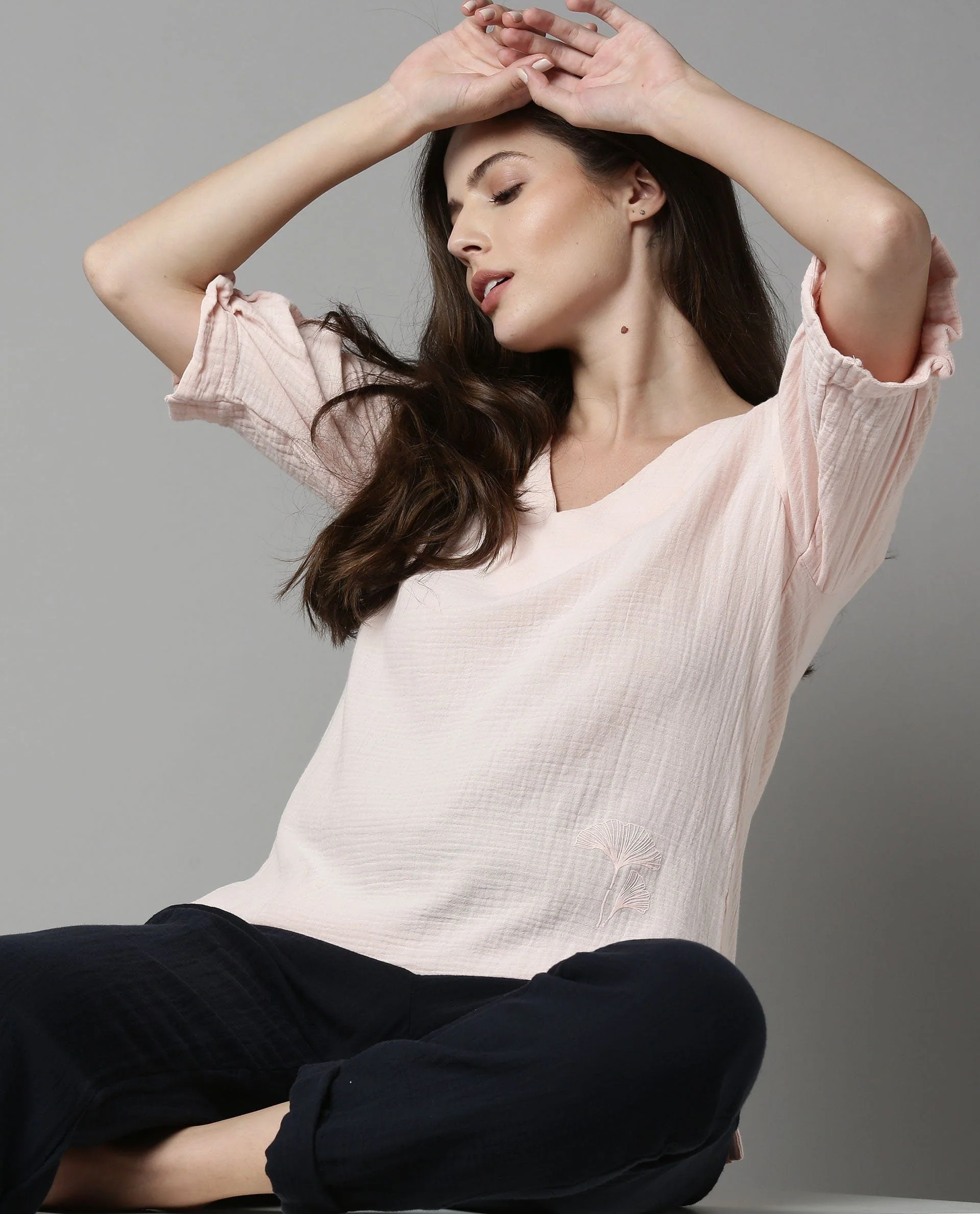 Rareism Women Glacier Pink Top Full Sleeves Solid - Image 3