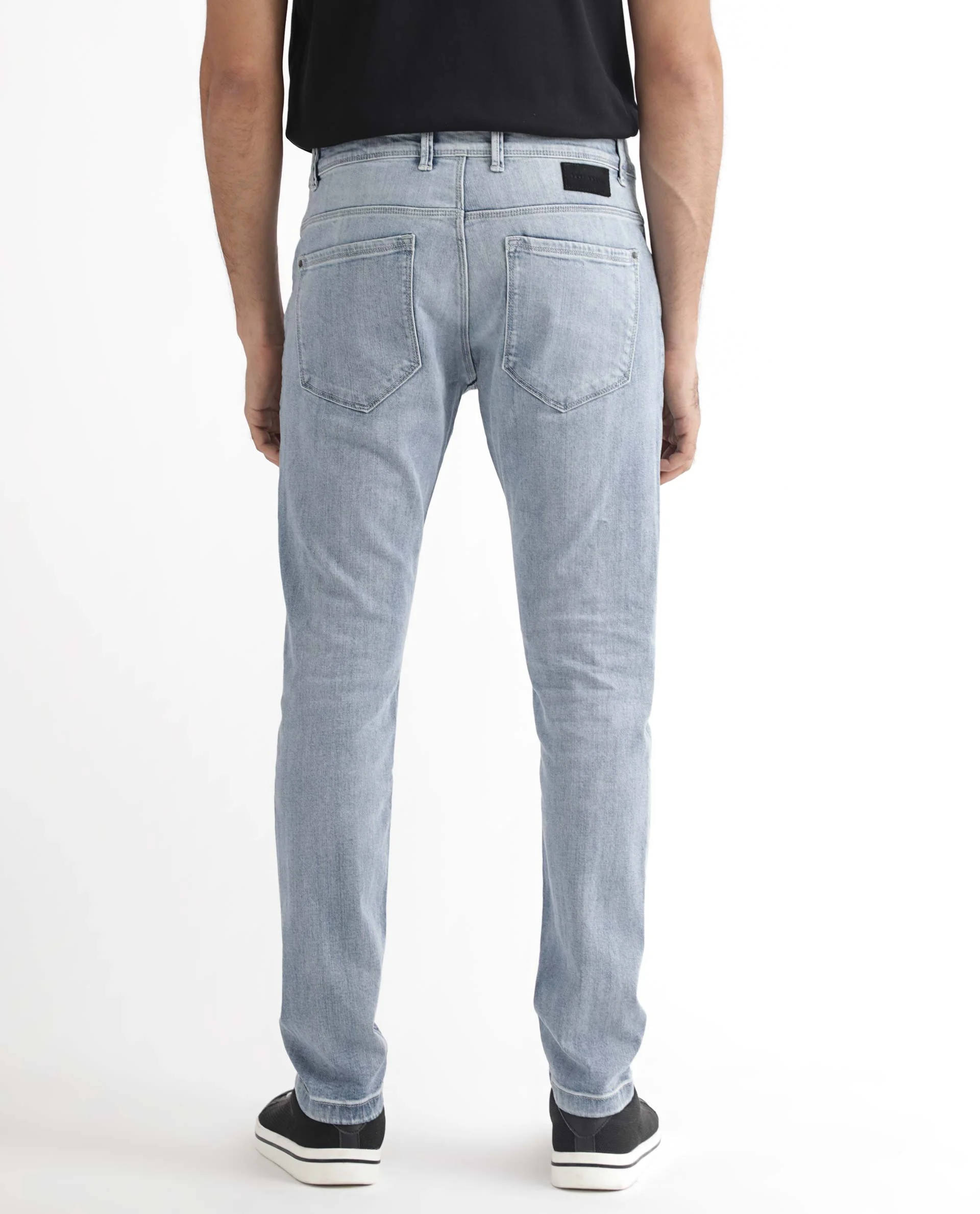 Rare Rabbit Men's Glacion Light Blue Cotton Plain Hawk Slim Fit Jeans - Image 10