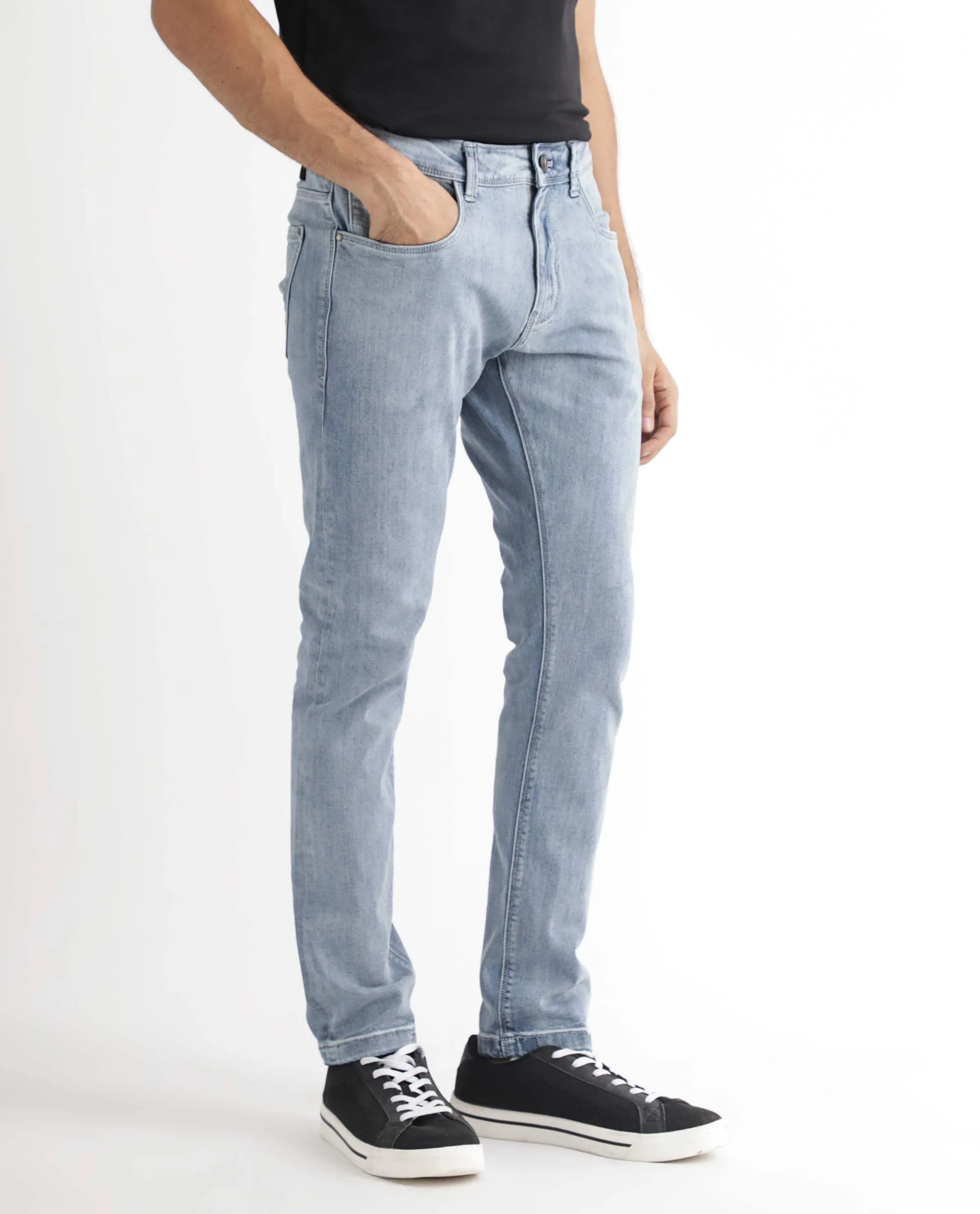 Rare Rabbit Men's Glacion Light Blue Cotton Plain Hawk Slim Fit Jeans - Image 6
