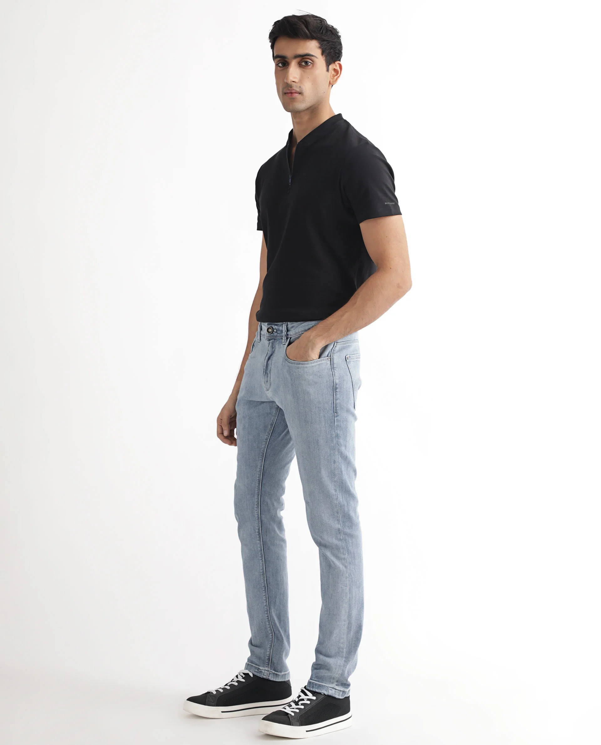 Rare Rabbit Men's Glacion Light Blue Cotton Plain Hawk Slim Fit Jeans - Image 7