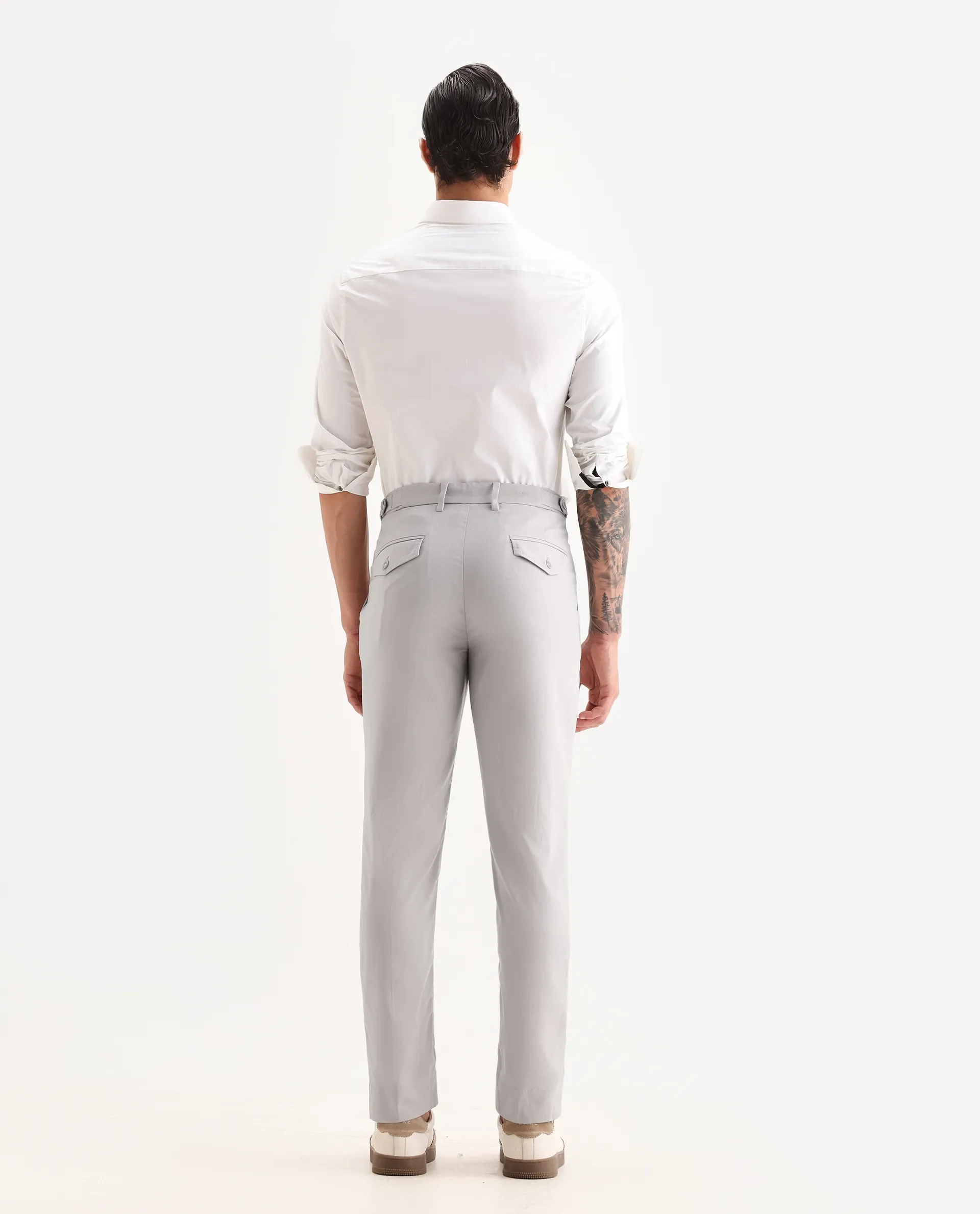 Rare Rabbit Men's Glade 1 Beige Polyester Plain Regular Fit Trouser - Image 8