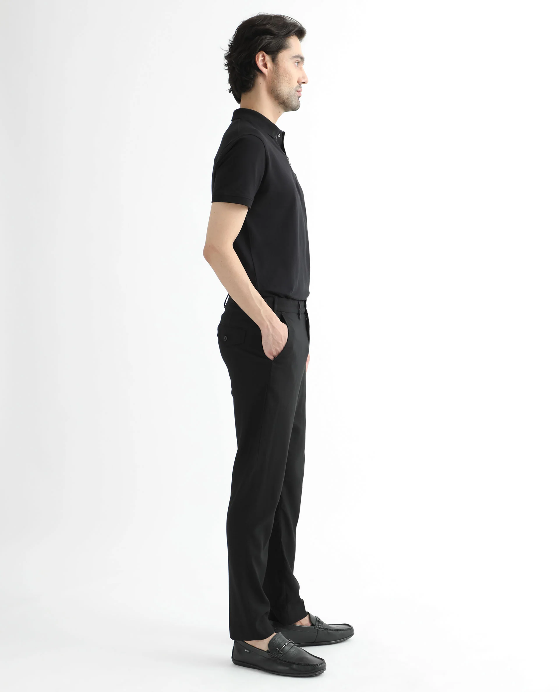 Rare Rabbit Men's Glade Black Viscose Plain Slim Fit Trouser - Image 6