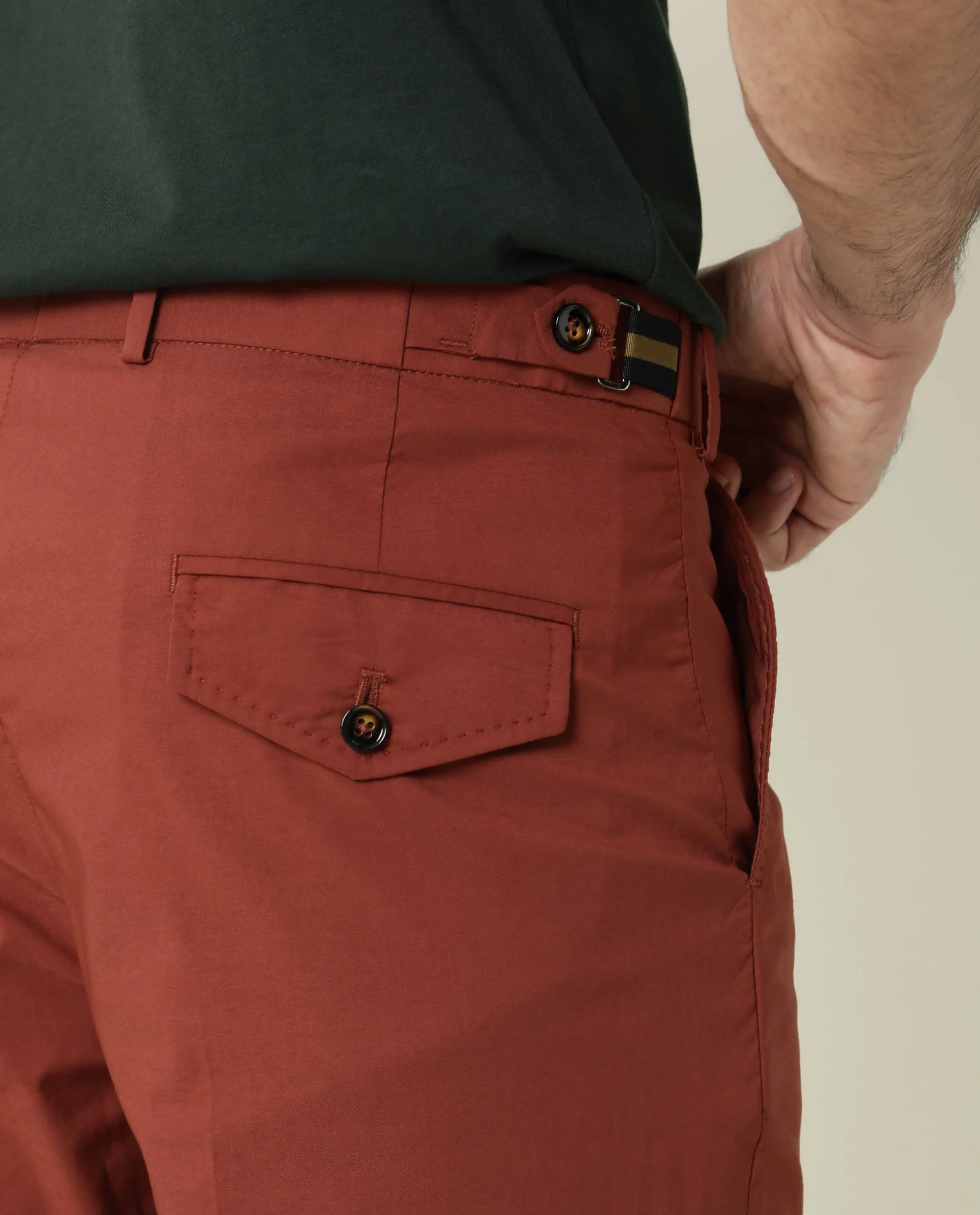 Rare Rabbit Men's Glak Rust Viscose Plain Slim Fit Trouser - Image 4