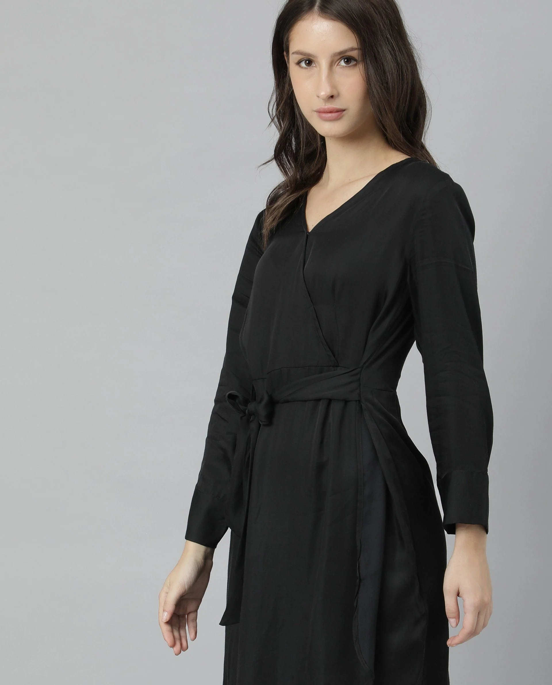Rareism Womens Glam Black Dress Long Sleeve Short Length - Image 2