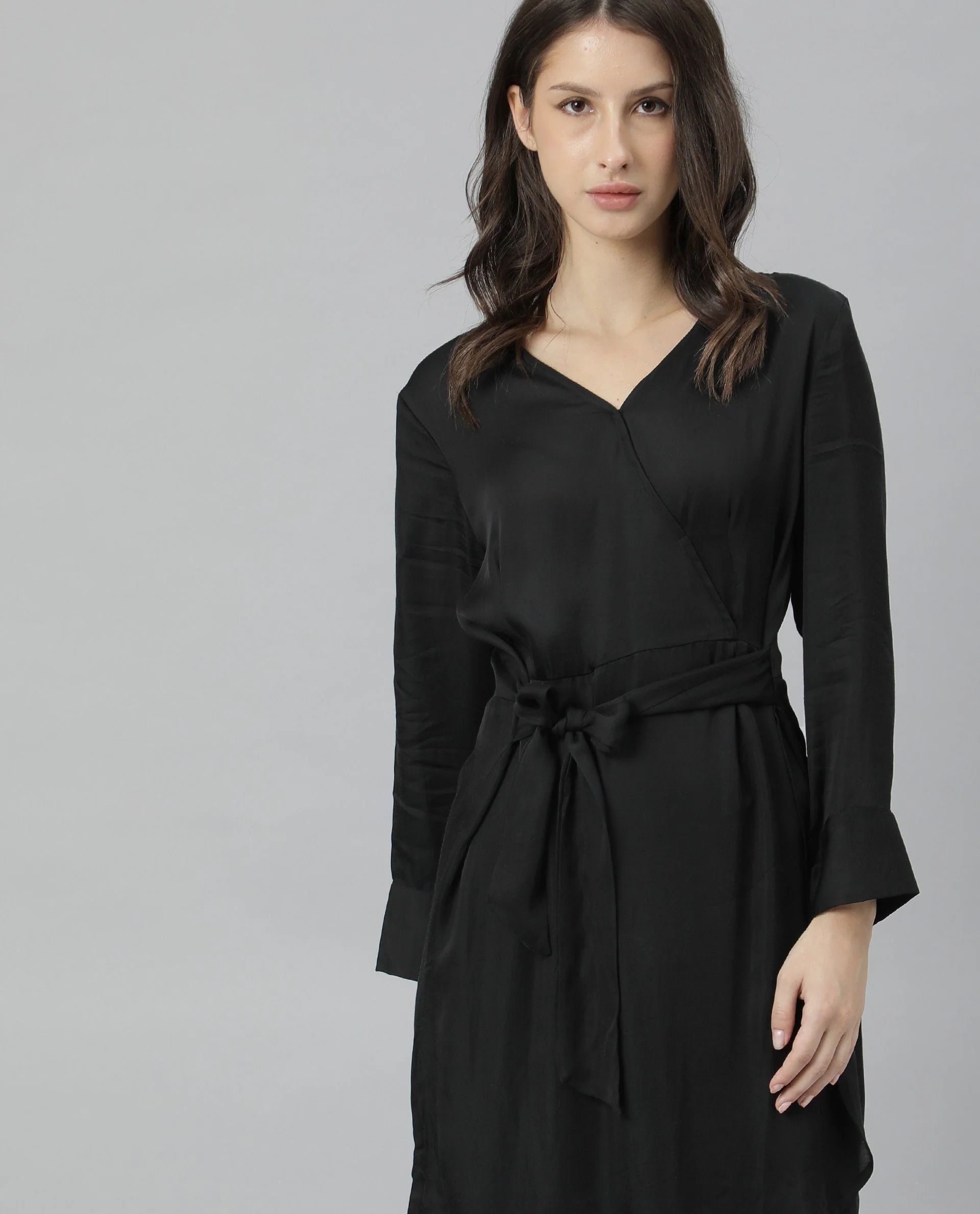 Rareism Womens Glam Black Dress Long Sleeve Short Length - Image 6