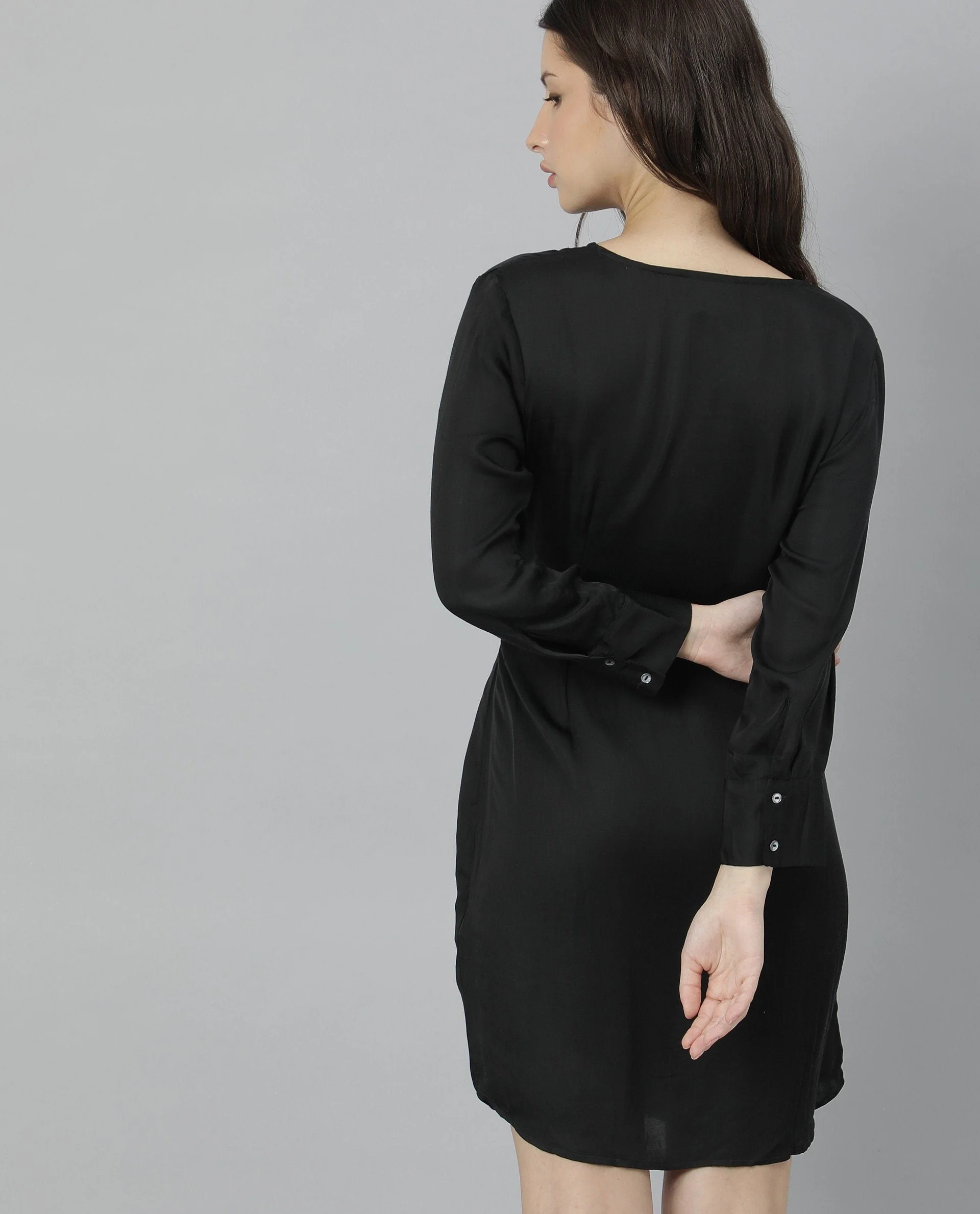 Rareism Womens Glam Black Dress Long Sleeve Short Length - Image 8