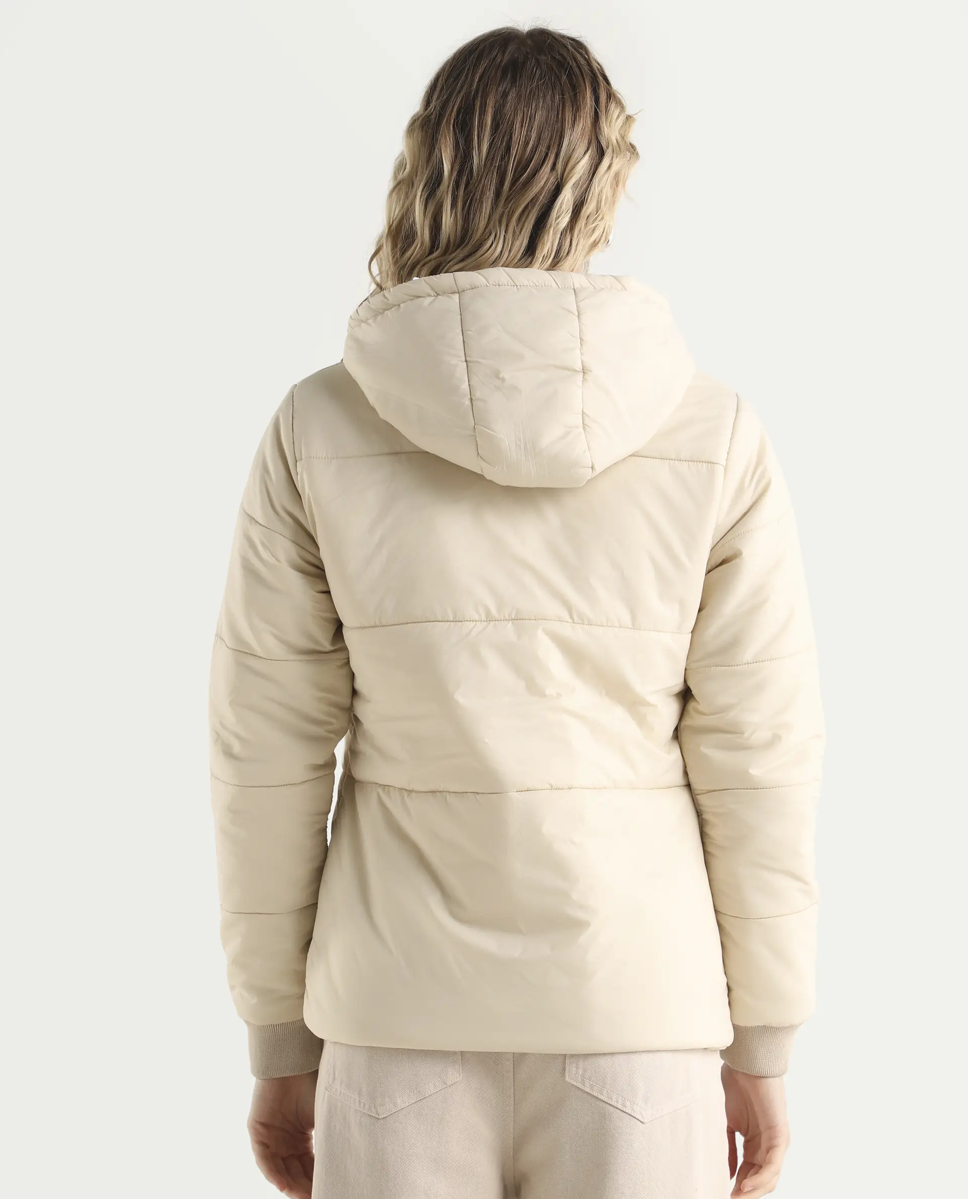 Rareism Women's Glasha Hls Beige Polyester Hooded Plain Regular Fit Jacket - Image 7
