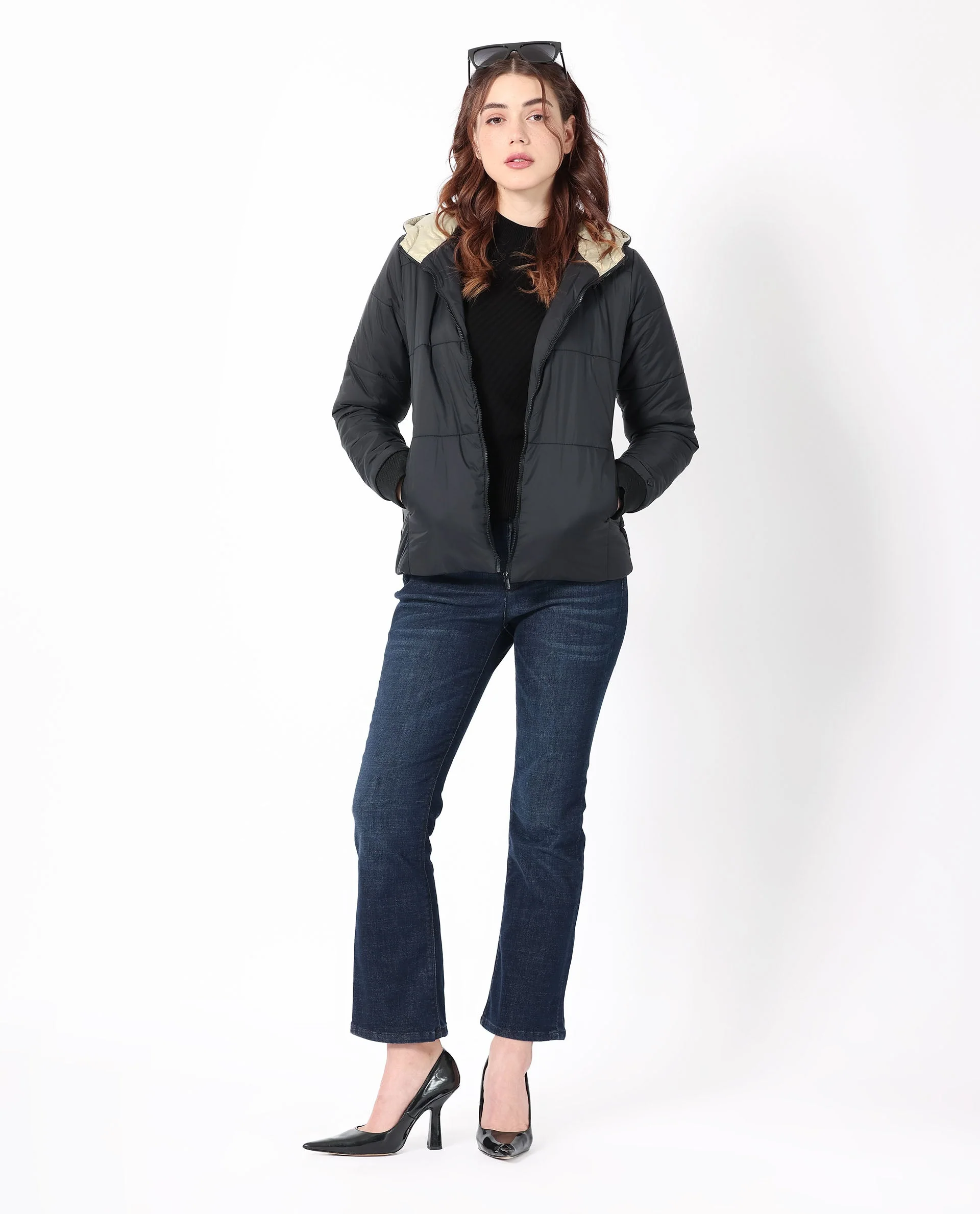 Rareism Women's Glasha Hls Black Polyester Hooded Plain Regular Fit Jacket - Image 10