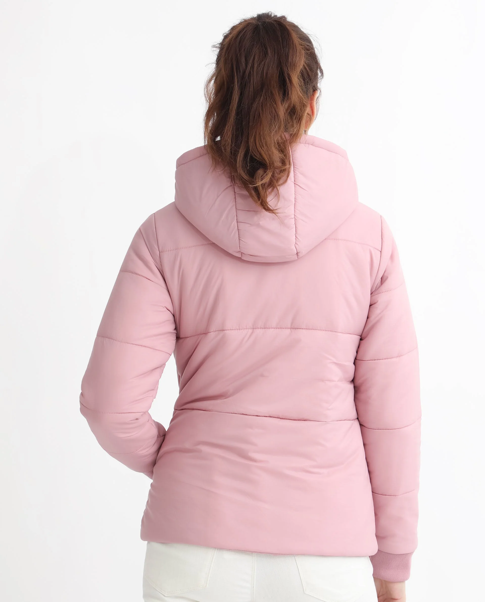 Rareism Women's Glasha Hls Pink Polyester Hooded Plain Regular Fit Jacket - Image 8