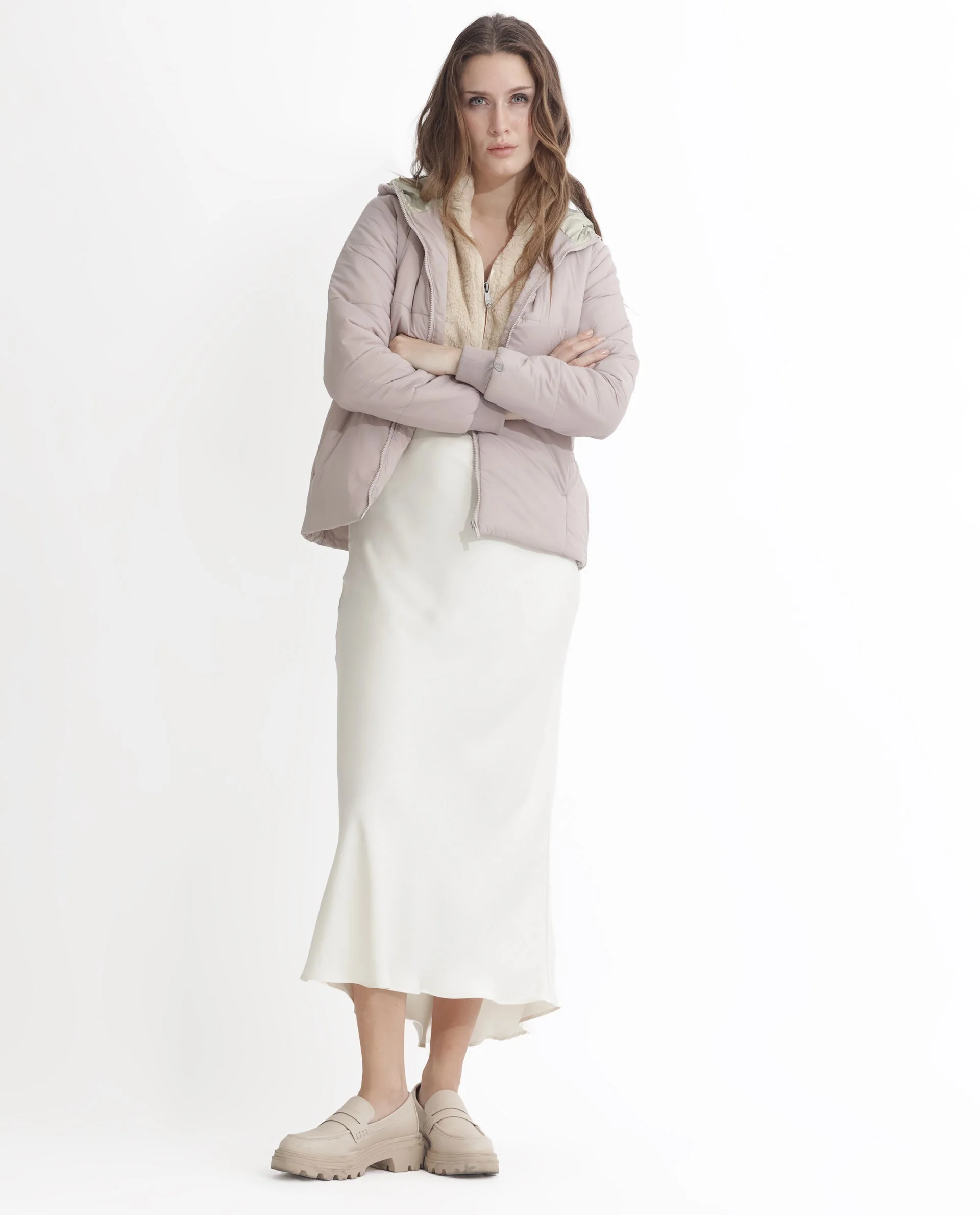 Rareism Women's Glasha Hls Silver Polyester Hooded Plain Regular Fit Jacket - Image 3