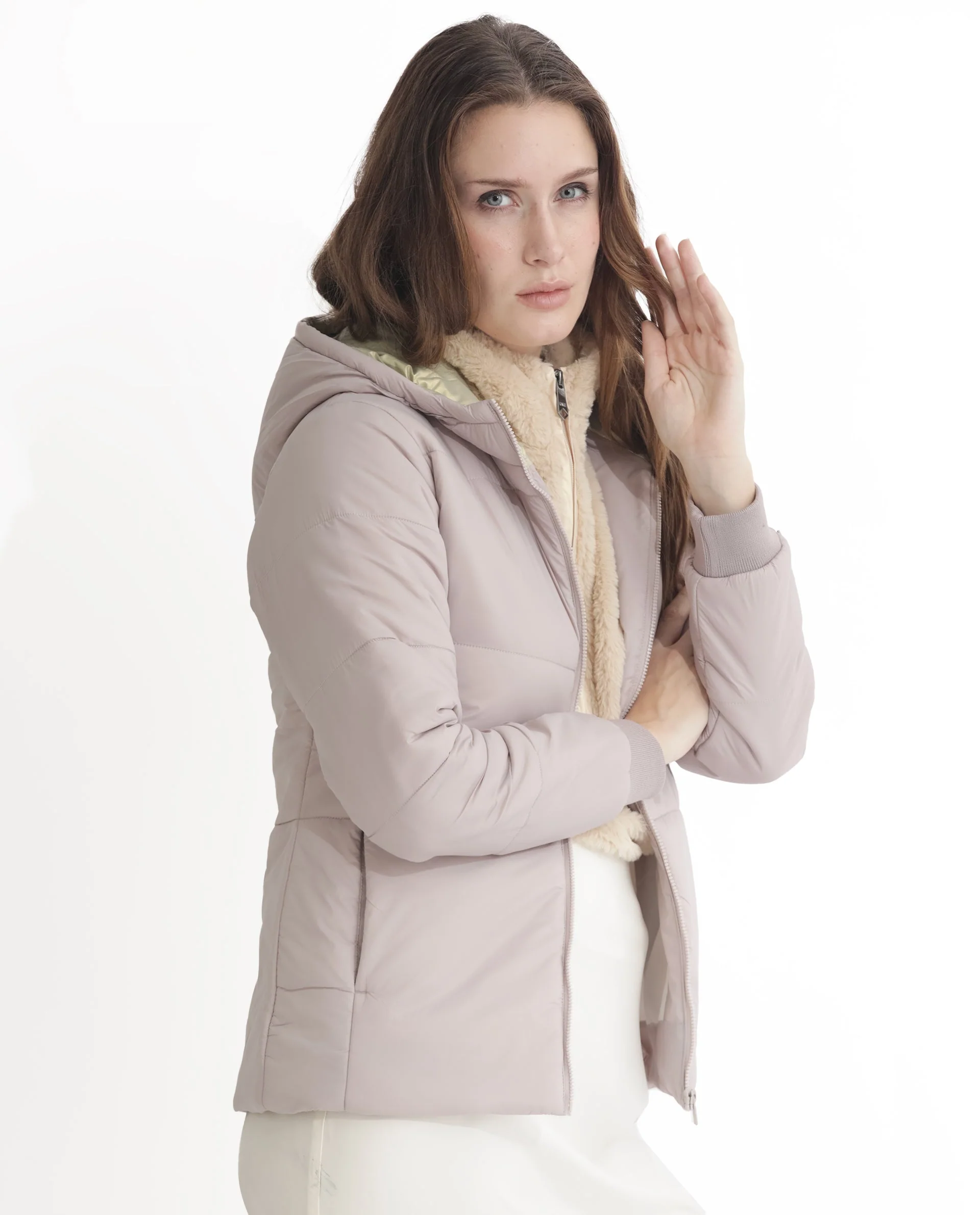 Rareism Women's Glasha Hls Silver Polyester Hooded Plain Regular Fit Jacket - Image 5