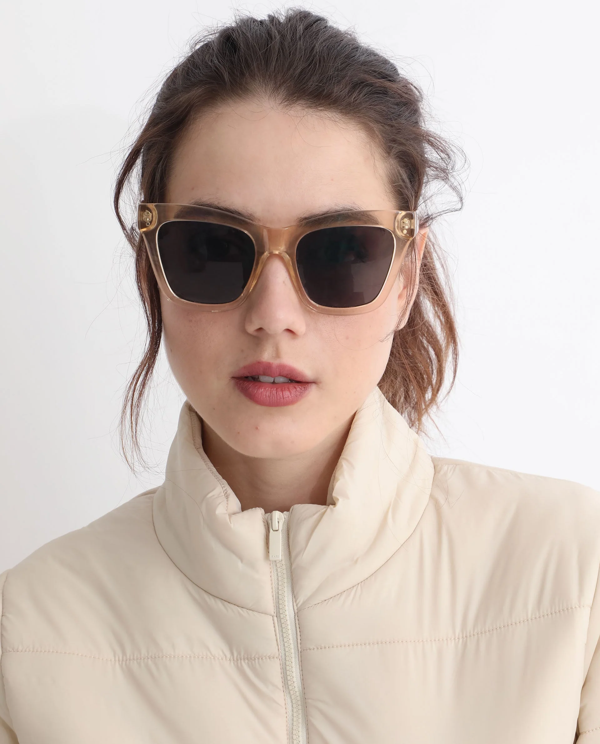 Rareism Women's Glasha Ls Beige Polyester High Neck Plain Regular Fit Jacket - Image 13