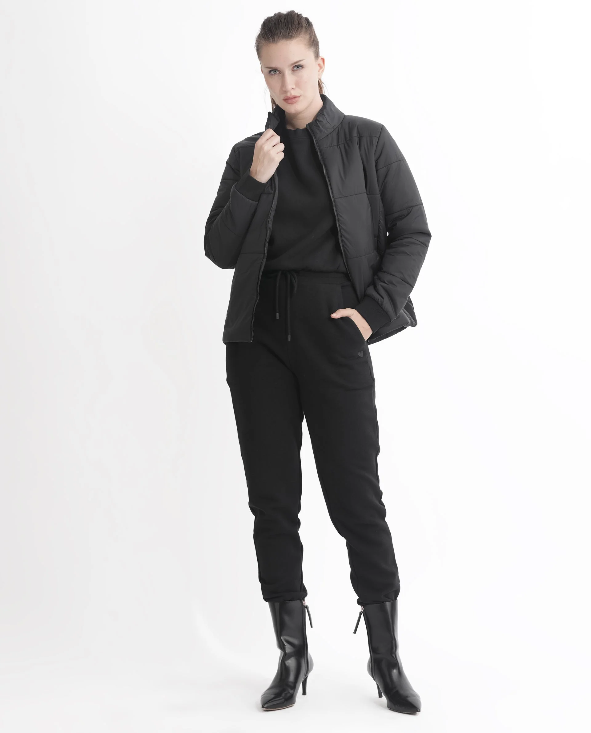 Rareism Women's Glasha Ls Black Polyester High Neck Plain Regular Fit Jacket - Image 2