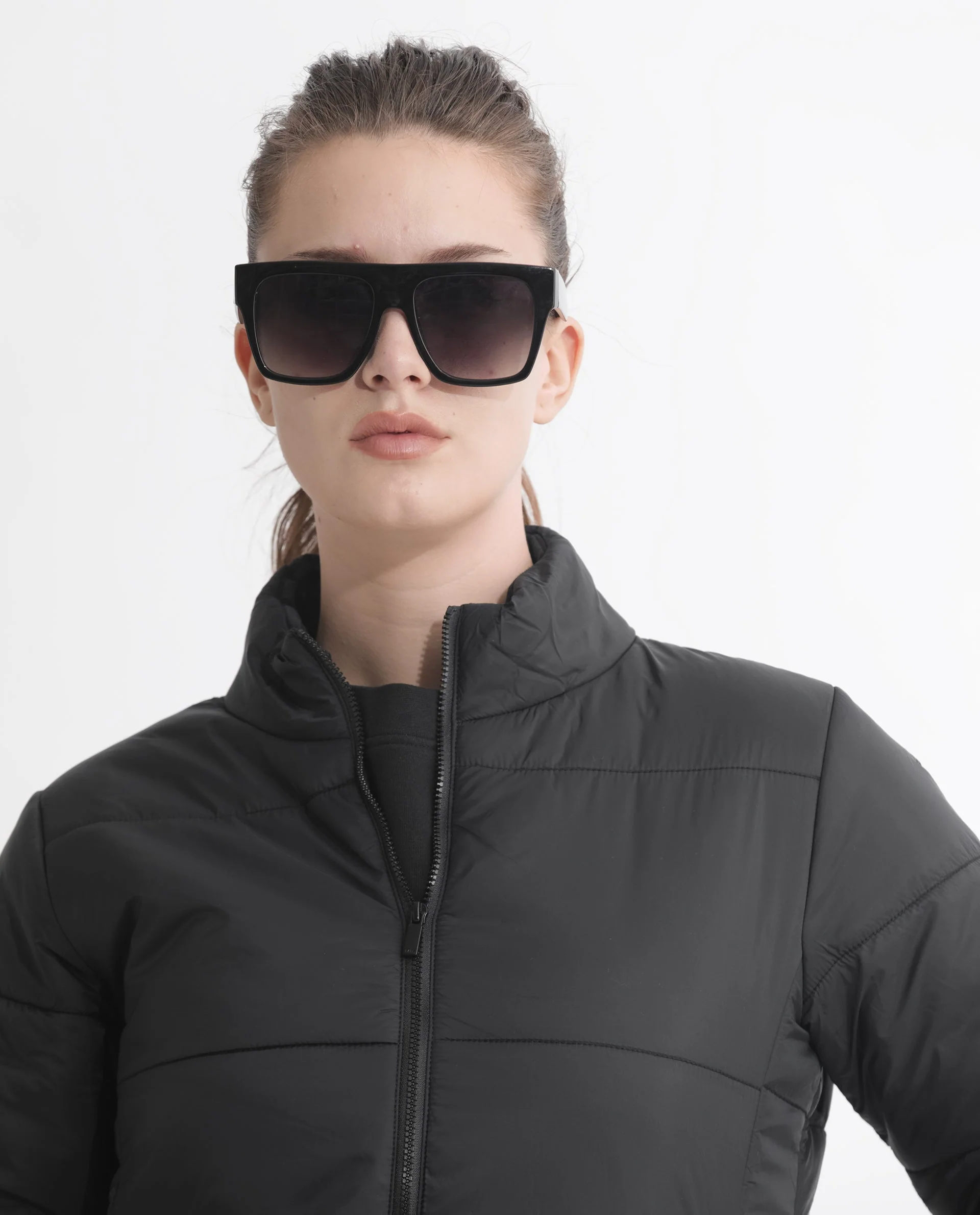 Rareism Women's Glasha Ls Black Polyester High Neck Plain Regular Fit Jacket - Image 5