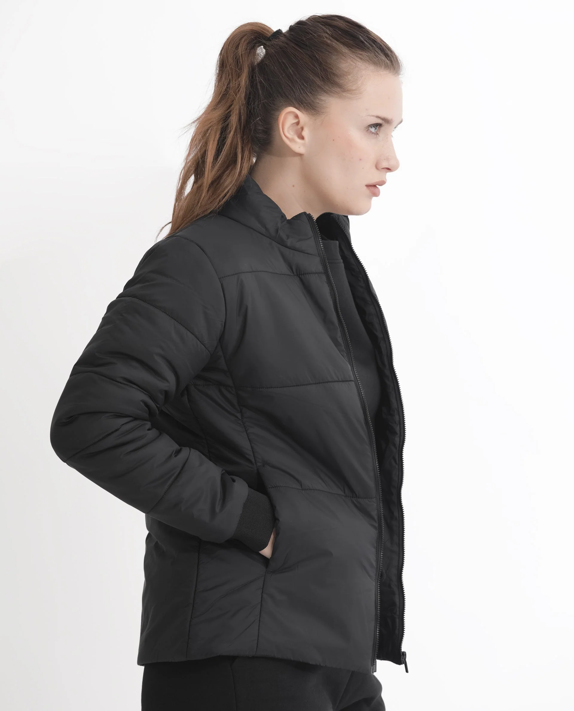 Rareism Women's Glasha Ls Black Polyester High Neck Plain Regular Fit Jacket - Image 9