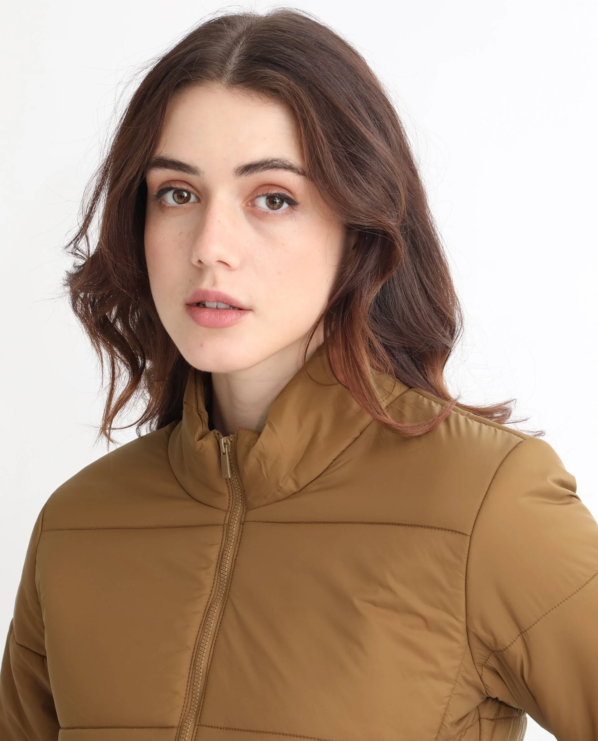 Rareism Women's Glasha Ls Brown Polyester High Neck Plain Regular Fit Jacket - Image 3