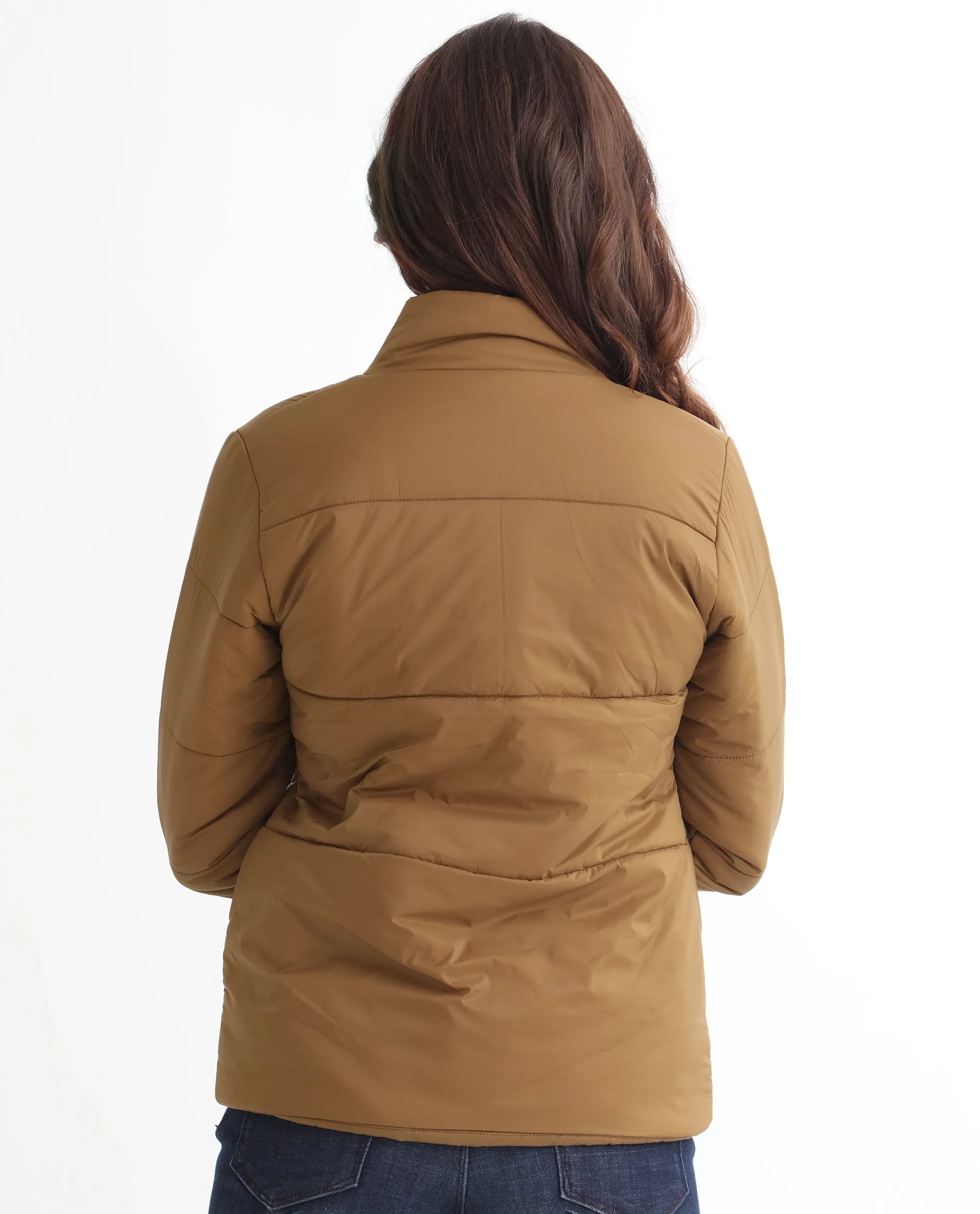 Rareism Women's Glasha Ls Brown Polyester High Neck Plain Regular Fit Jacket - Image 9