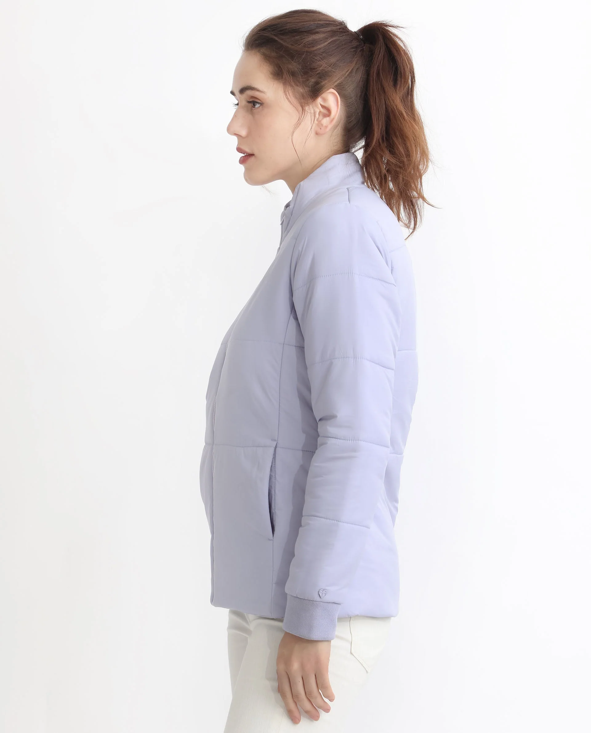 Rareism Women's Glasha Ls Purple Polyester High Neck Plain Regular Fit Jacket - Image 10