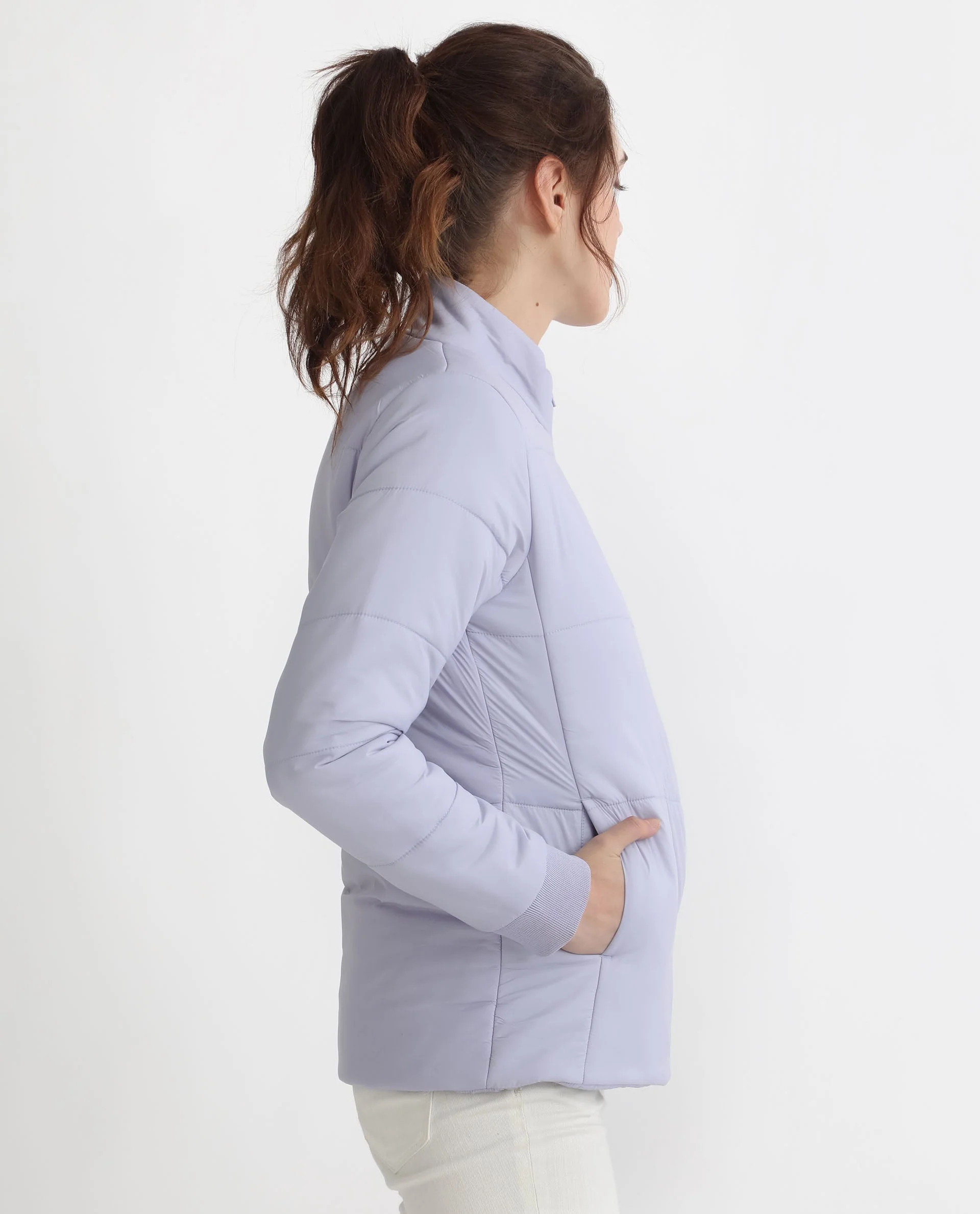 Rareism Women's Glasha Ls Purple Polyester High Neck Plain Regular Fit Jacket - Image 11