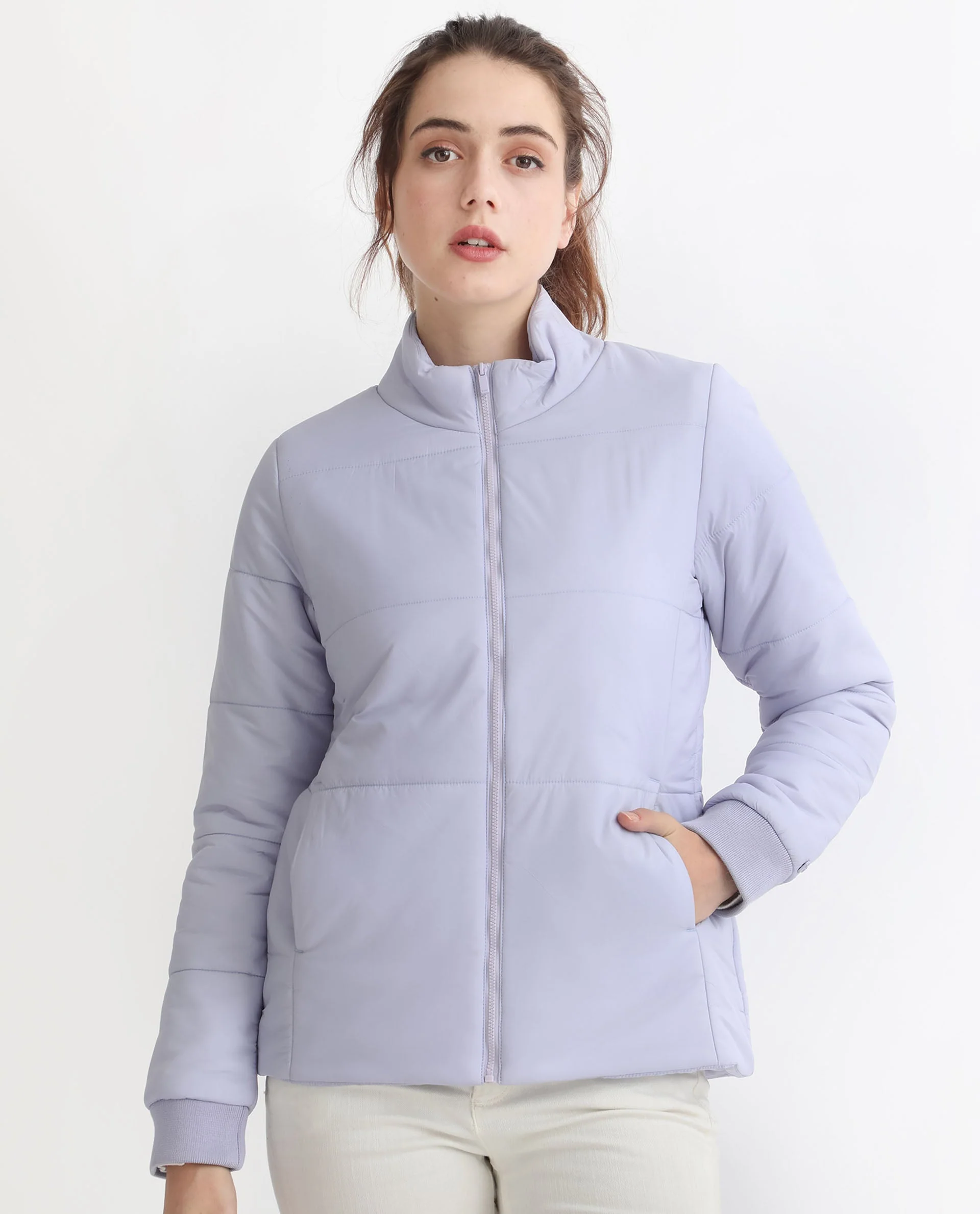 Rareism Women's Glasha Ls Purple Polyester High Neck Plain Regular Fit Jacket - Image 5