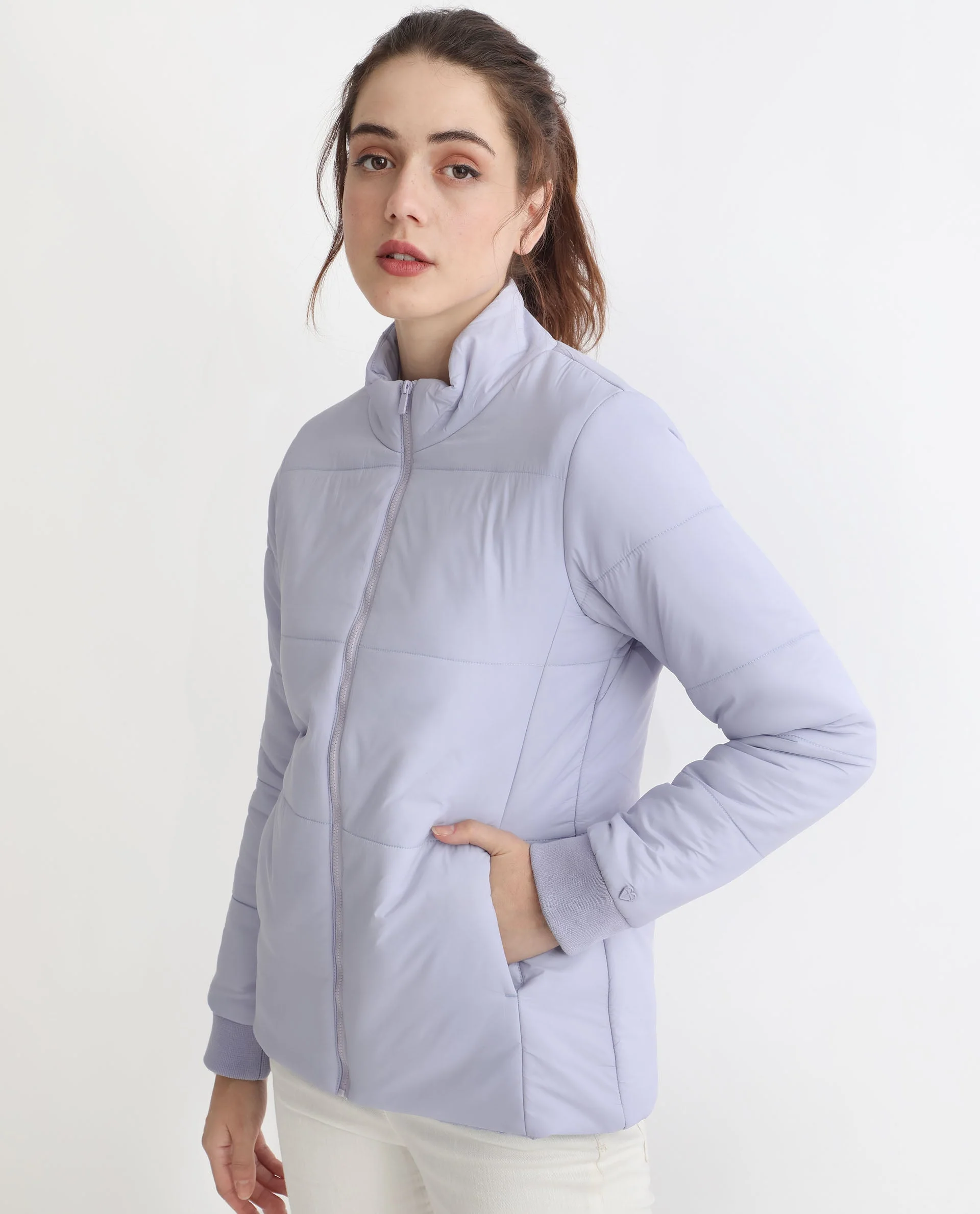 Rareism Women's Glasha Ls Purple Polyester High Neck Plain Regular Fit Jacket - Image 9