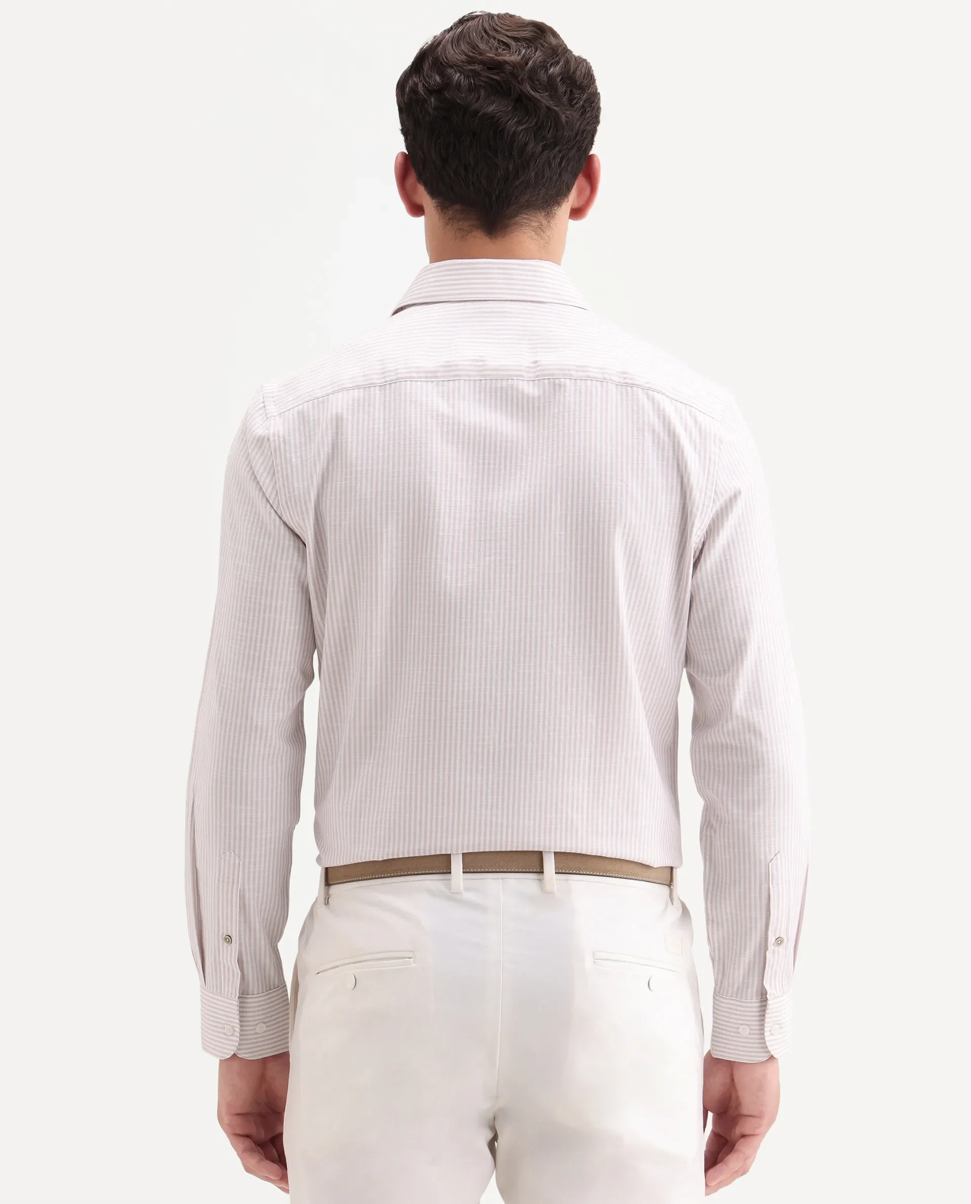 Rare Rabbit Men's Glav Light Pink Cotton Fabric Full Sleeve Spread Collar Button Regular Striped Shirt - Image 7