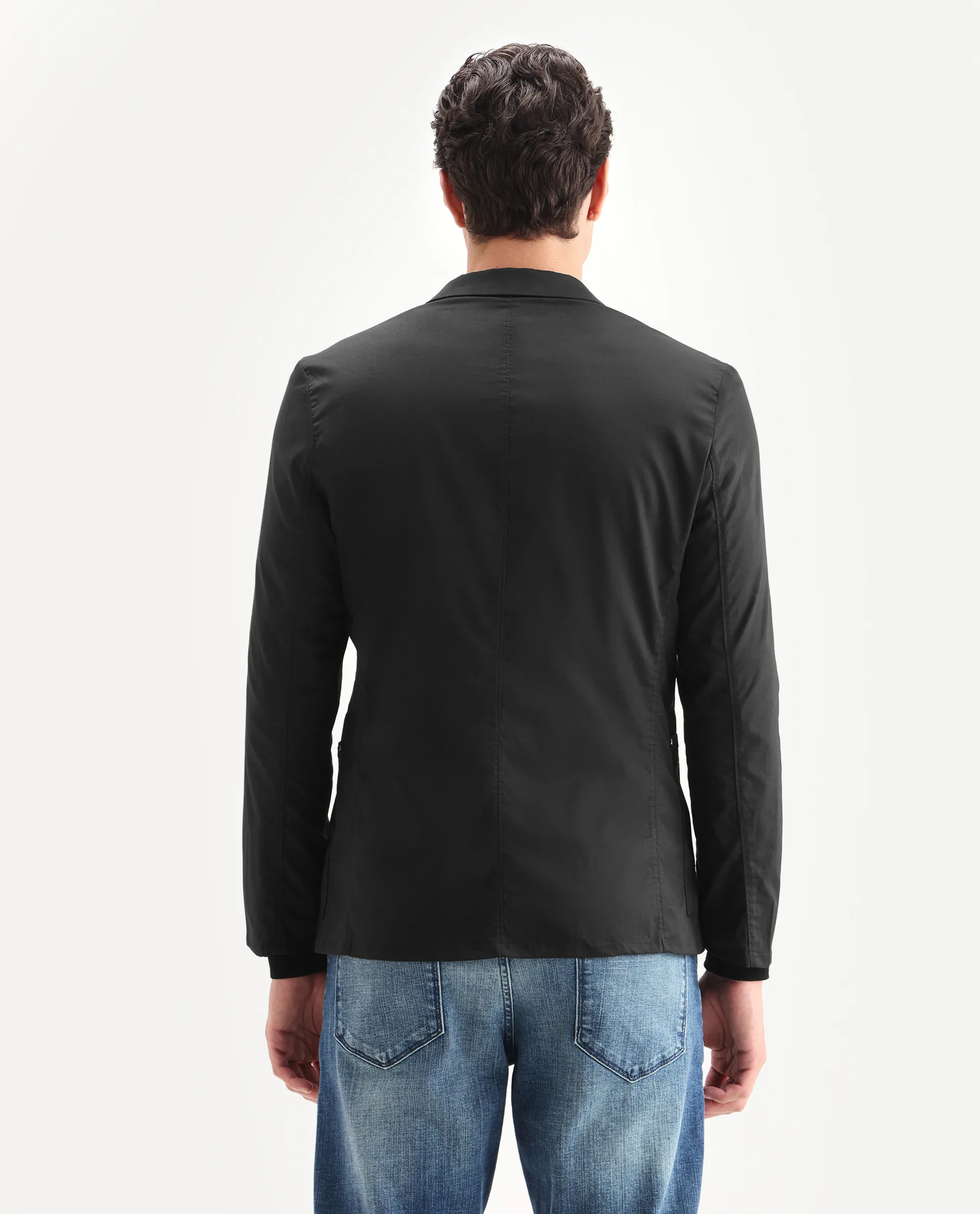 Rare Rabbit Men's Glaze Black Viscose Plain Regular Fit Full Sleeve Lapel Neck Jacket - Image 7