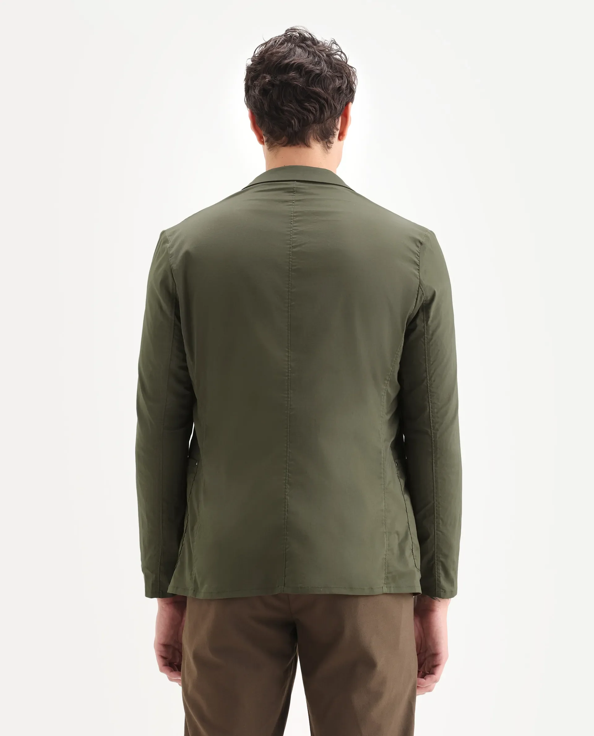 Rare Rabbit Men's Glaze Olive Viscose Plain Regular Fit Full Sleeve Lapel Neck Jacket - Image 7
