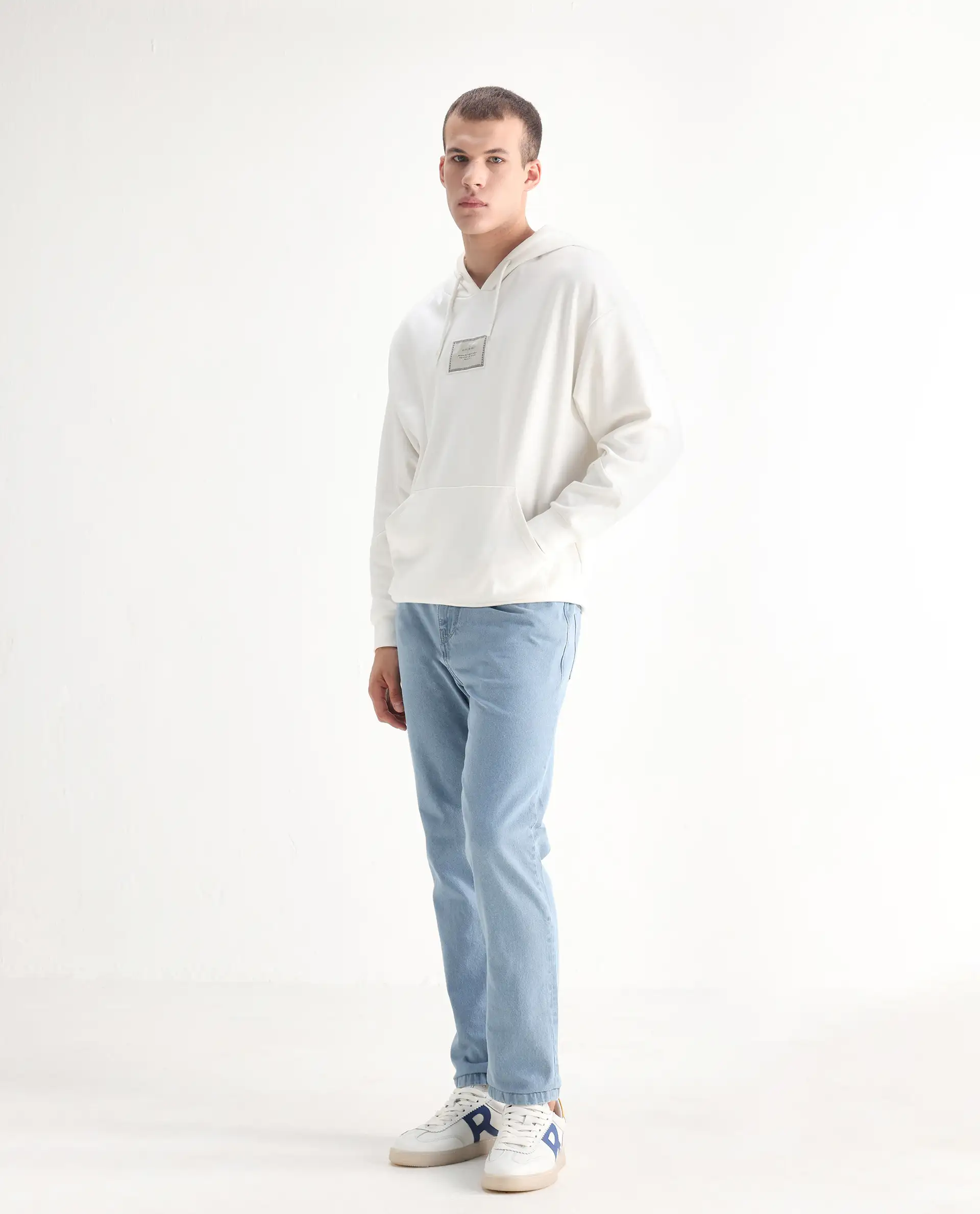 Rare Rabbit Men's Gleb Light Blue Cotton Plain Kurt Carrot Fit Jeans - Image 5